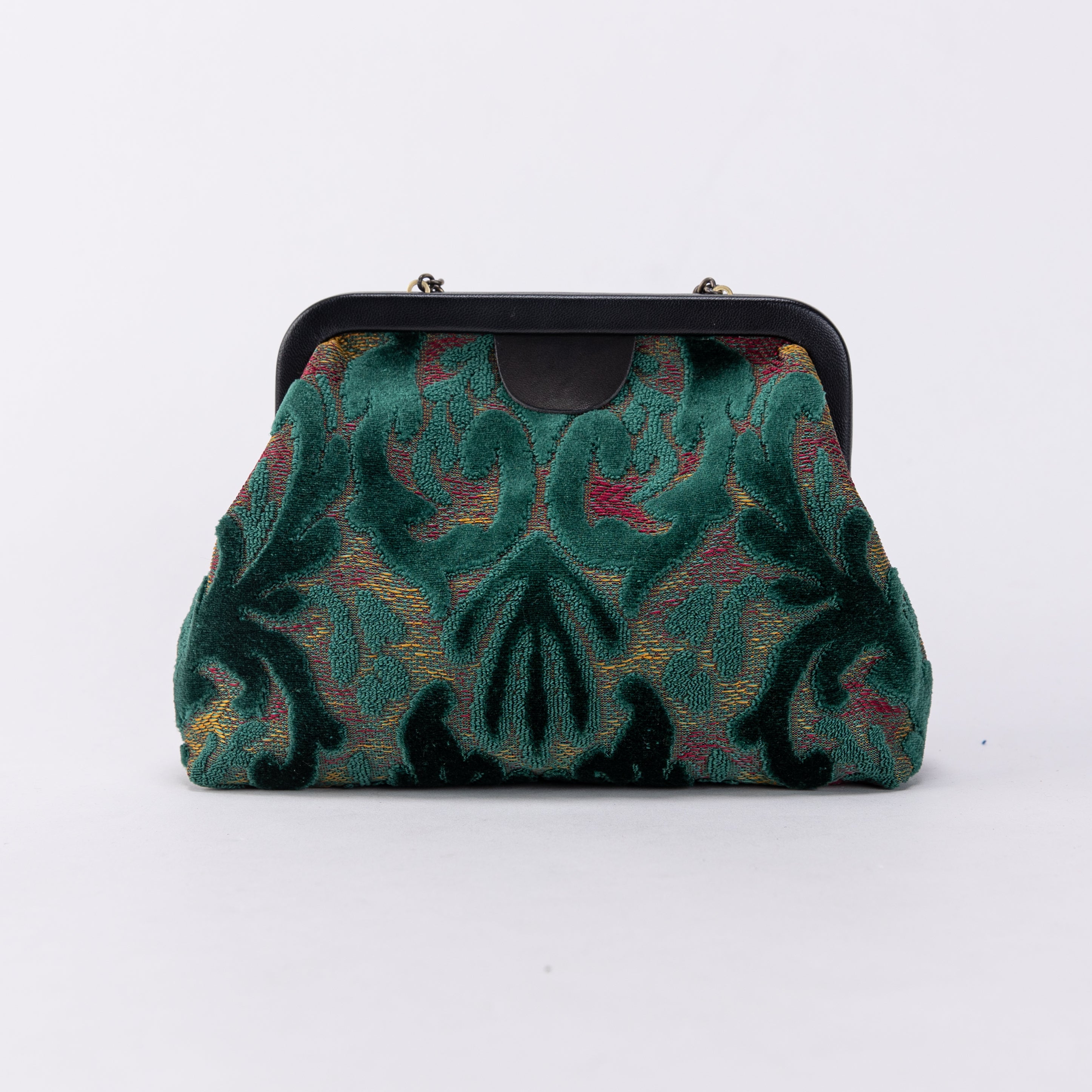 Burnout Velvet Jade Green Alma Evening Clutch Carpet Bag of America back