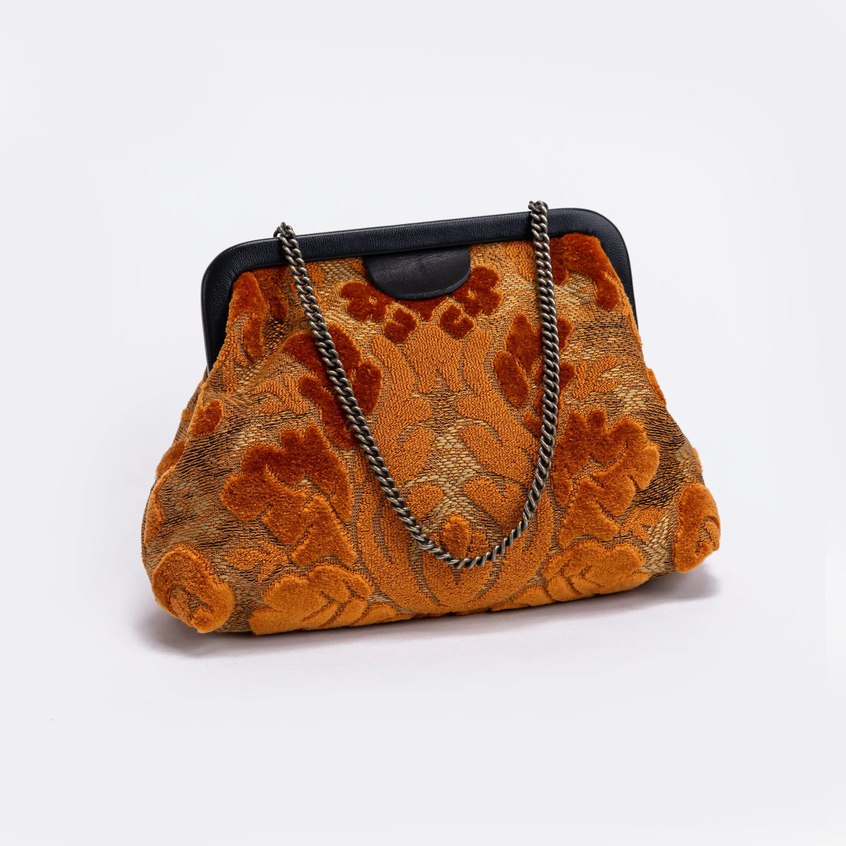 Burnout Velvet Orange | Alma Evening Clutch Bag  main