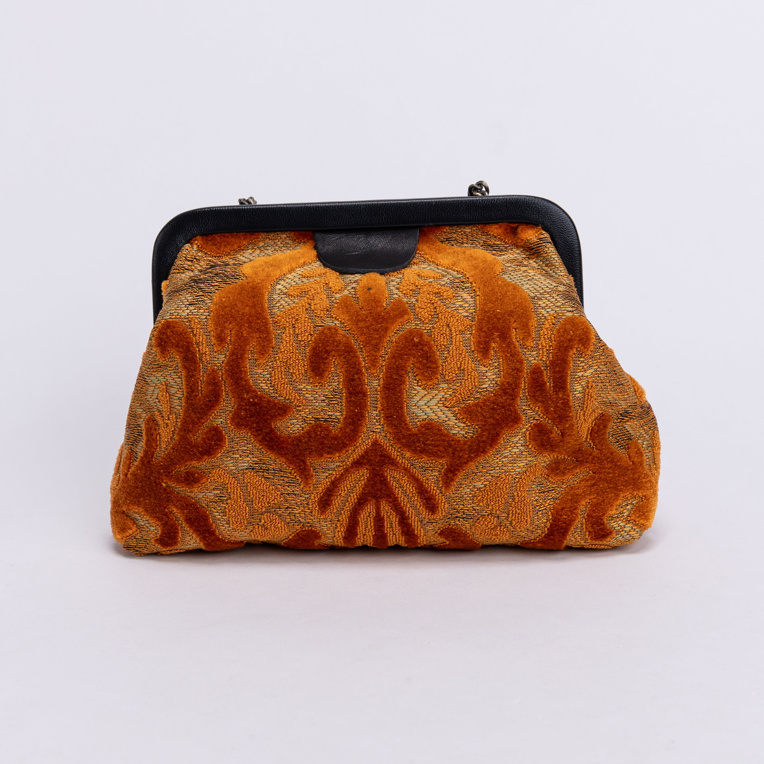 Burnout Velvet Orange Alma Evening Clutch Carpet Bag of America back