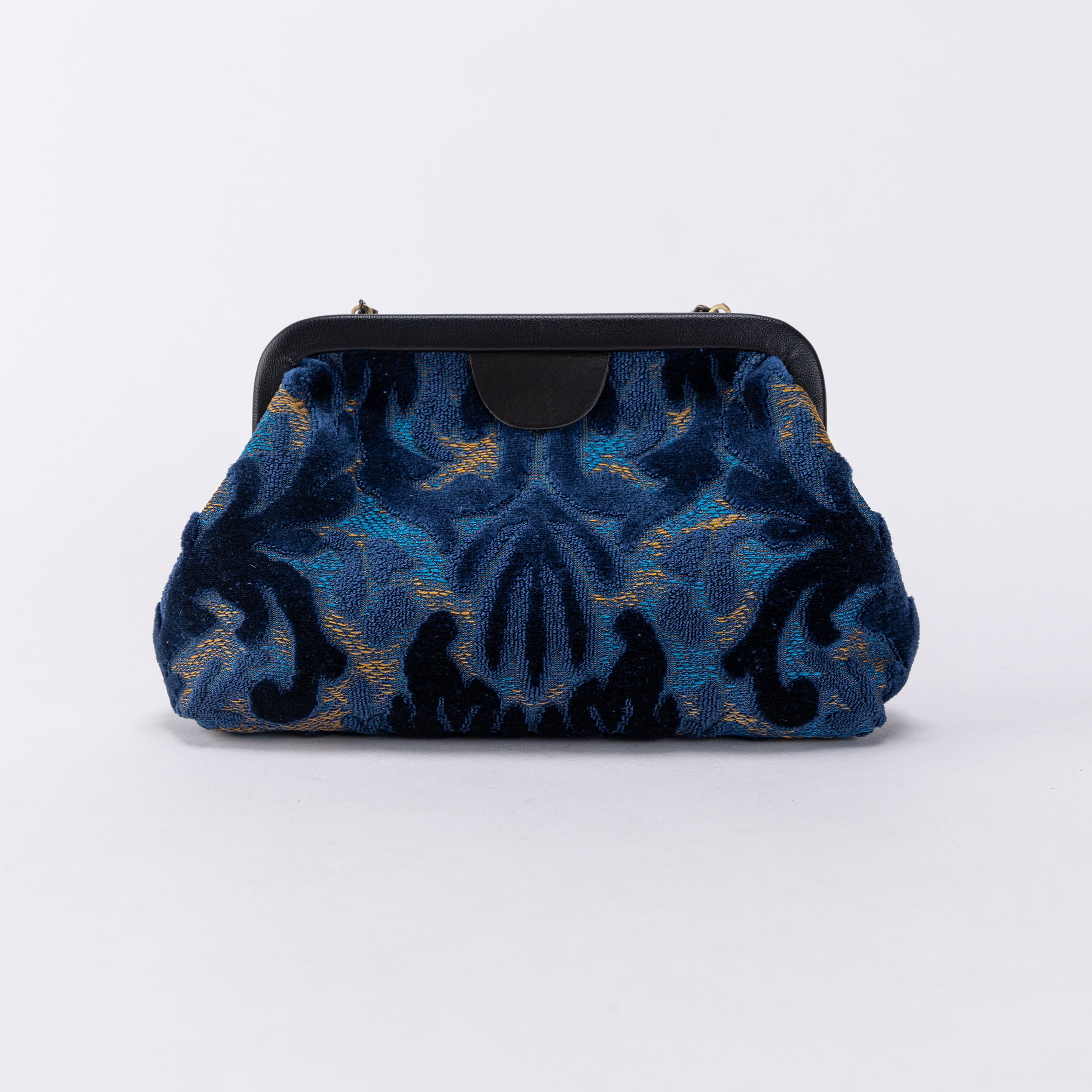 Burnout Velvet Navy Alma Evening Clutch Carpet Bag of America back