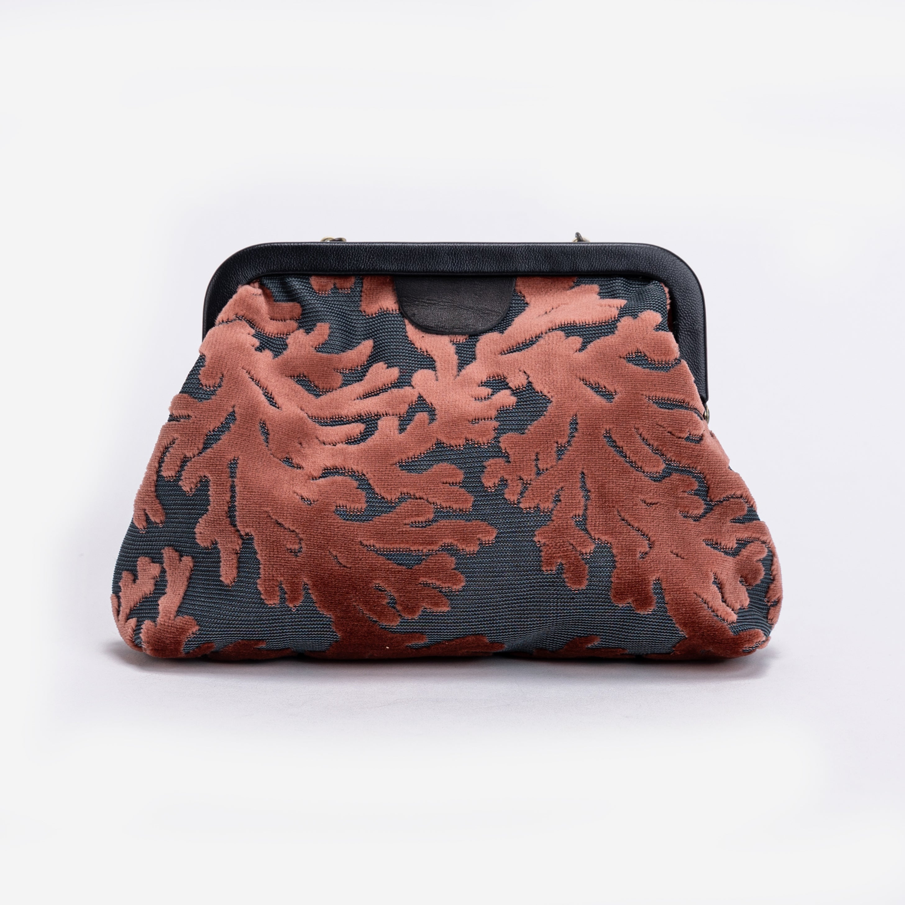 Burnout Velvet St Tropez Scuba Coral Alma Evening Clutch back