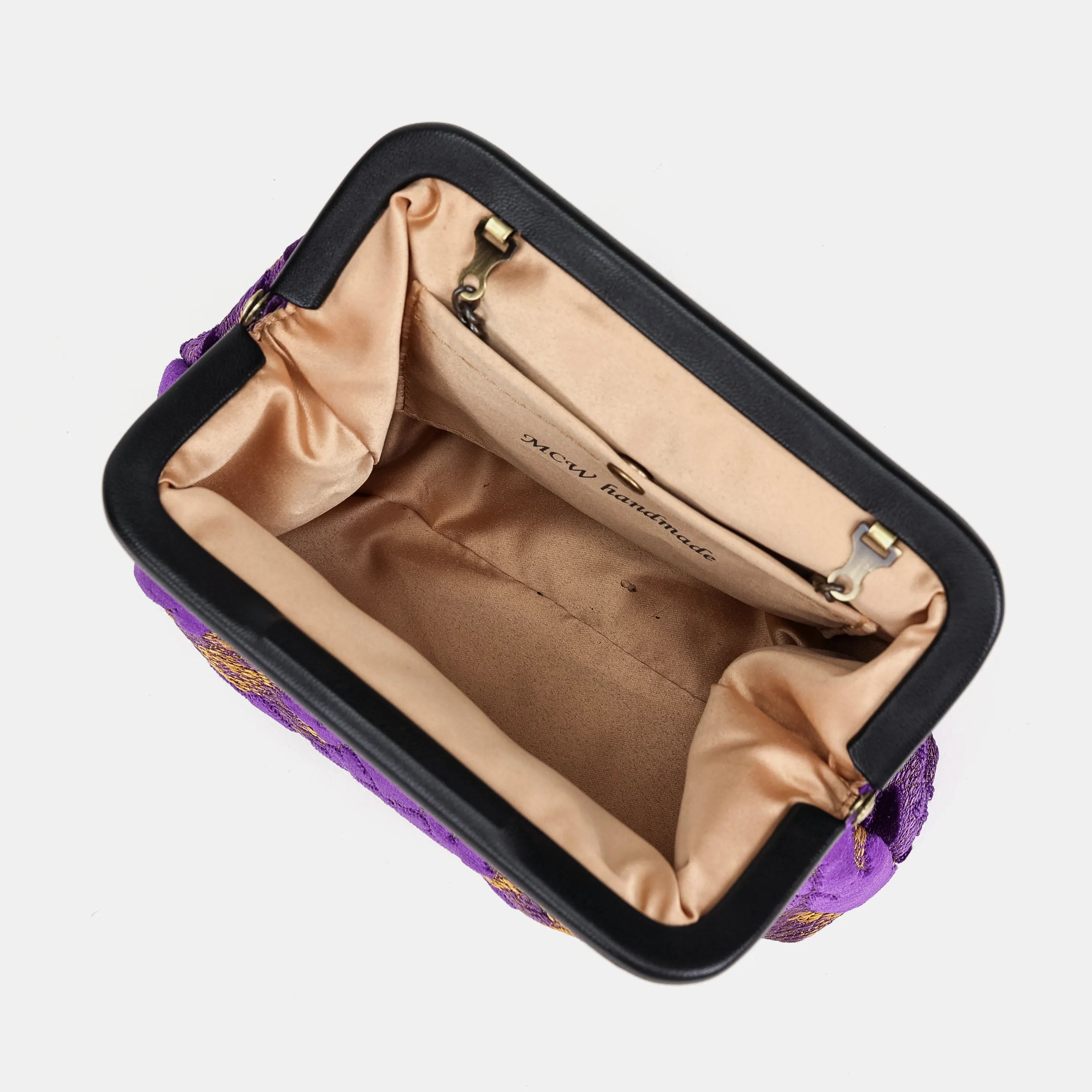 Burnout Velvet Purple Alma Clutch Carpetbag of America inside