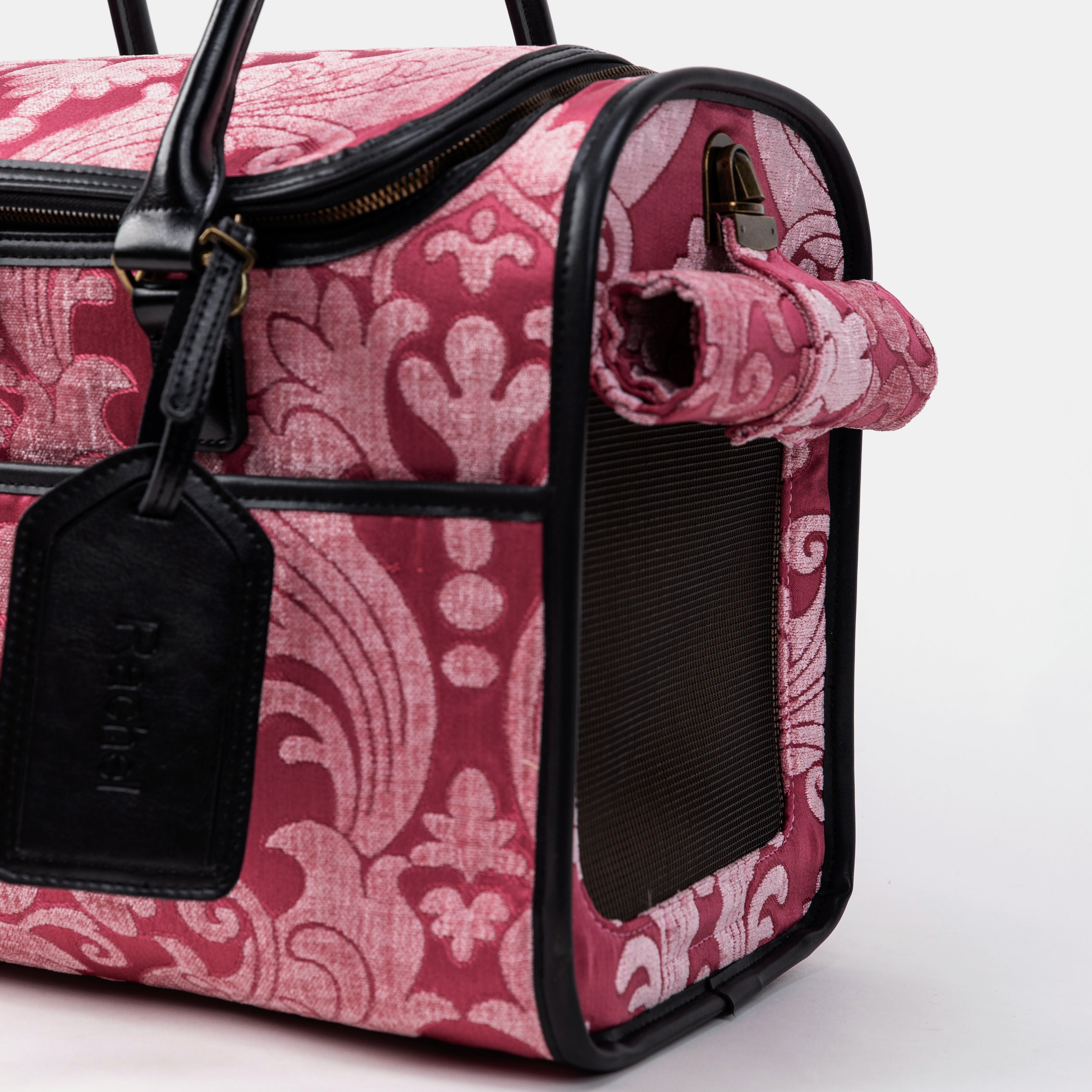 Travel Dog Carrier Bag Queen Rose  Pink Tag