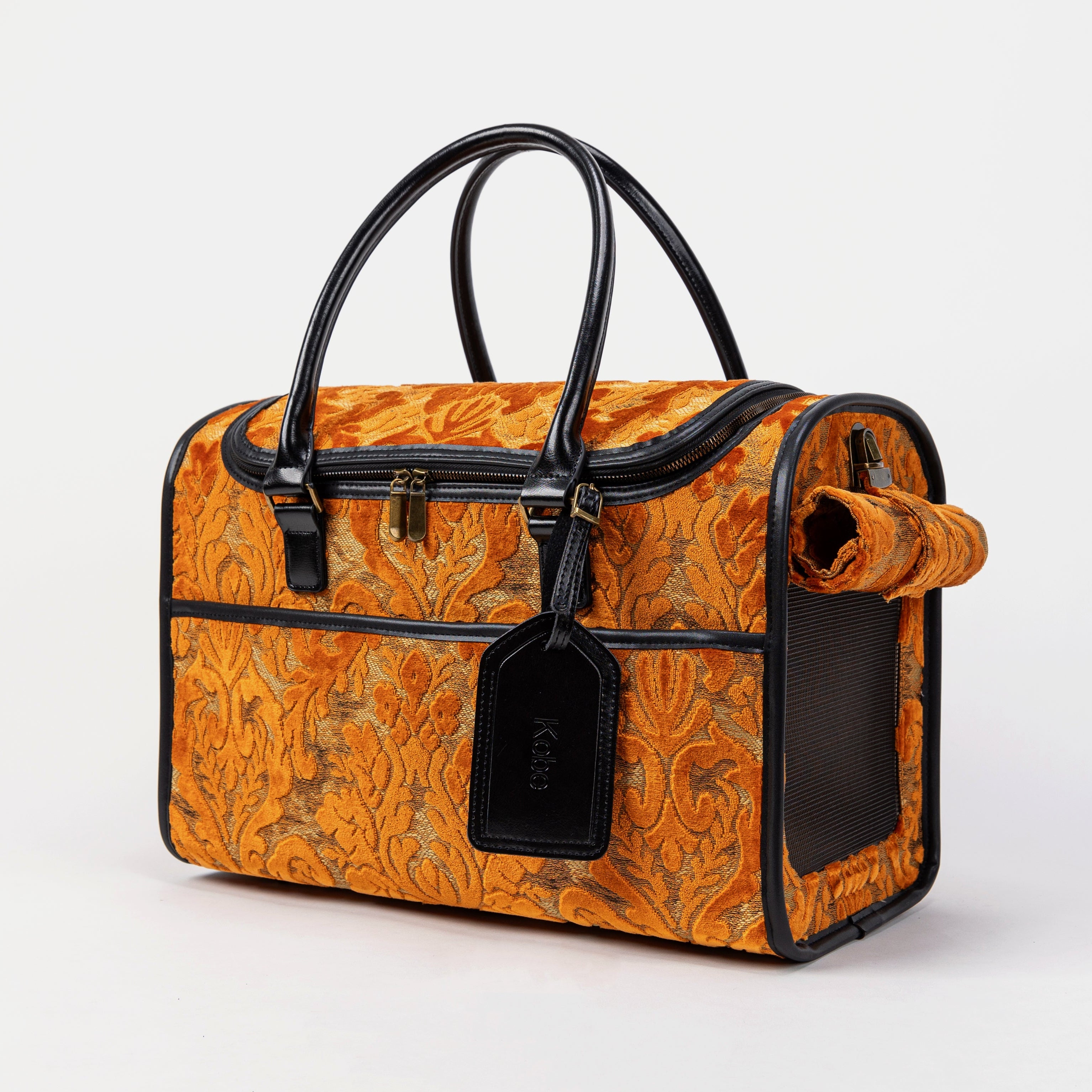 Travel Dog Carrier Bag Burnout Burnout Velvet Orange Main