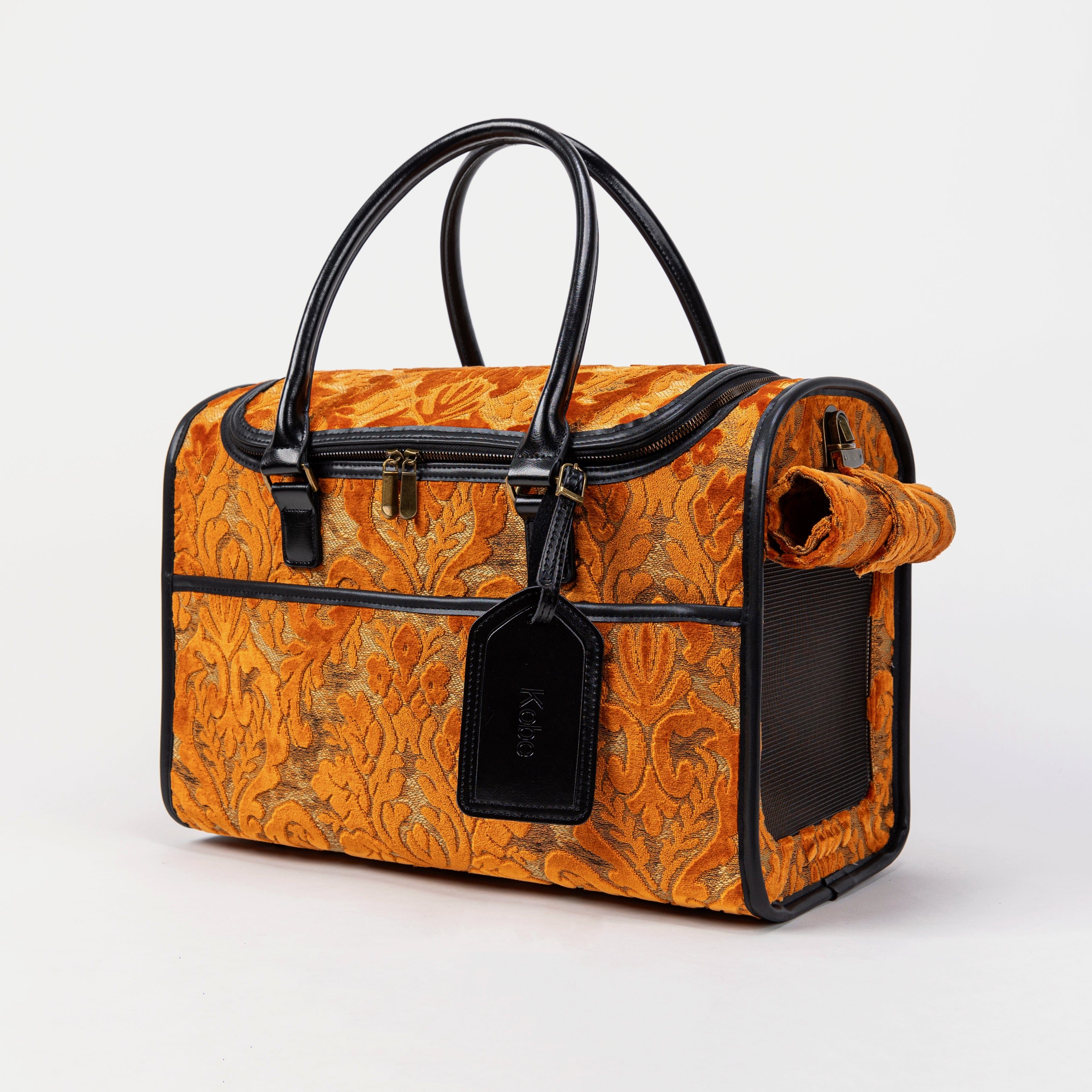 Travel Dog Carrier Bag Burnout Burnout Velvet Orange Main