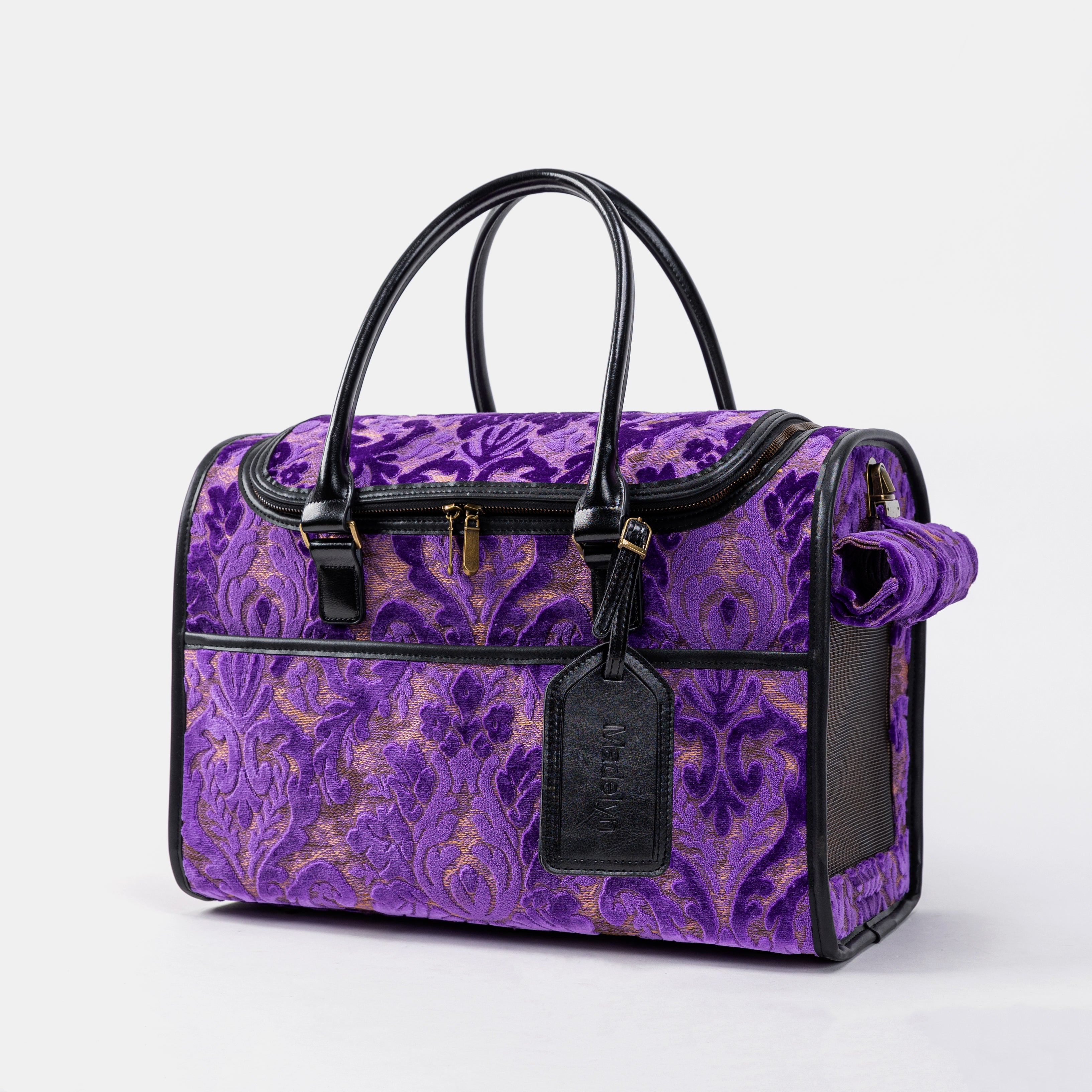 Travel Dog Carrier Bag  Burnout Velvet Purple  Main