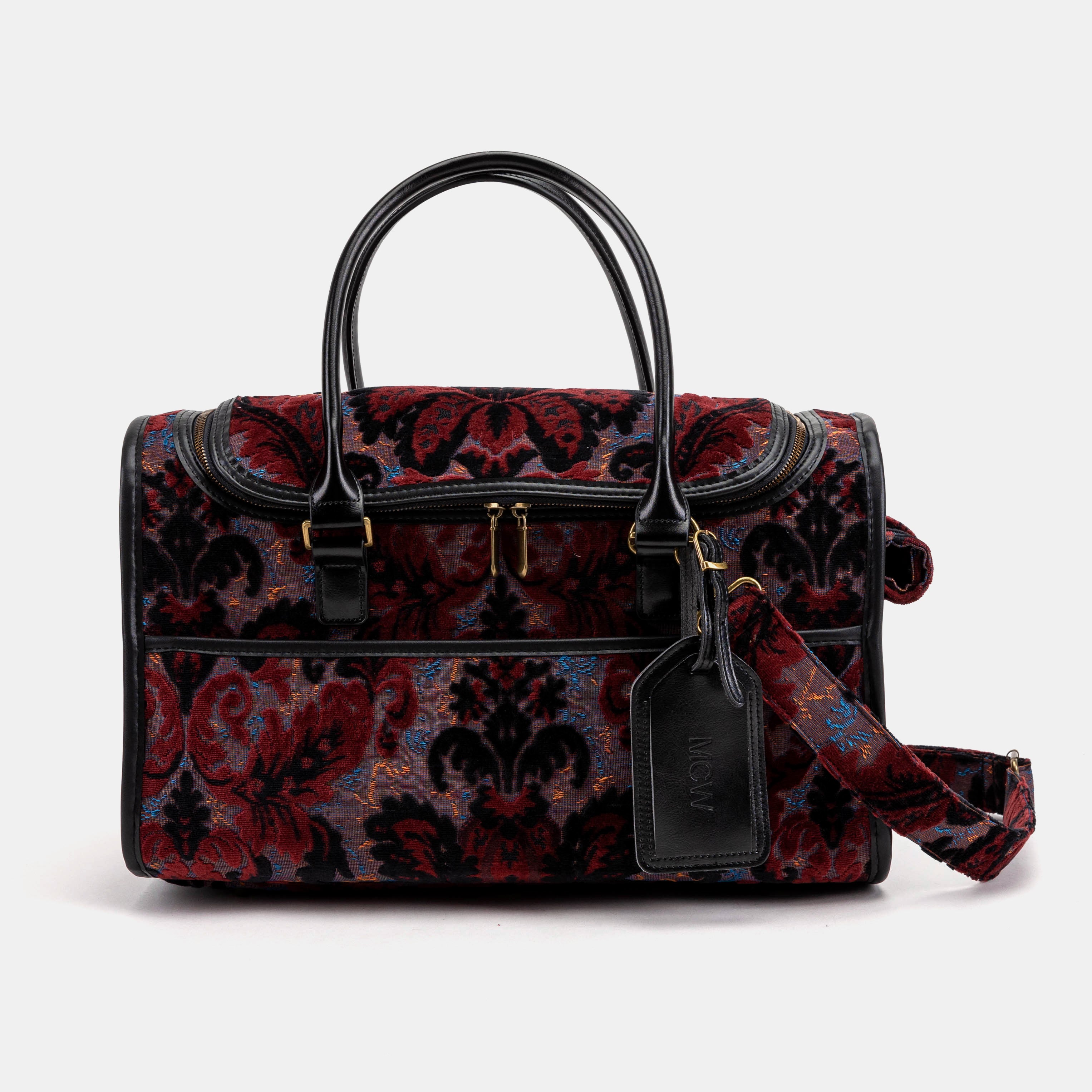 Travel Dog Carrier Burnout Velvet Revival Sephia Airline Approved of America front