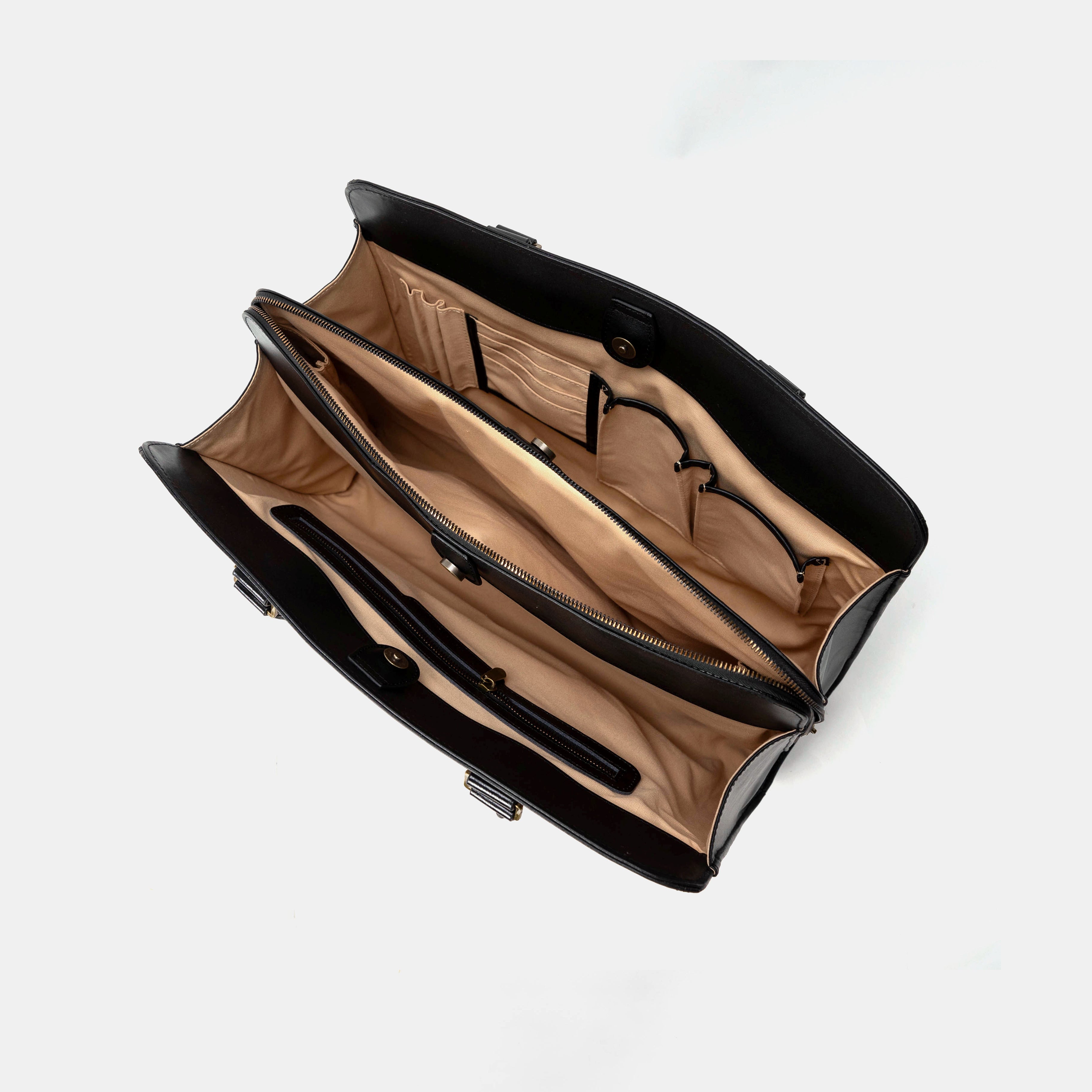 Business Tote Carpet Bag Damask D. Brown  inside