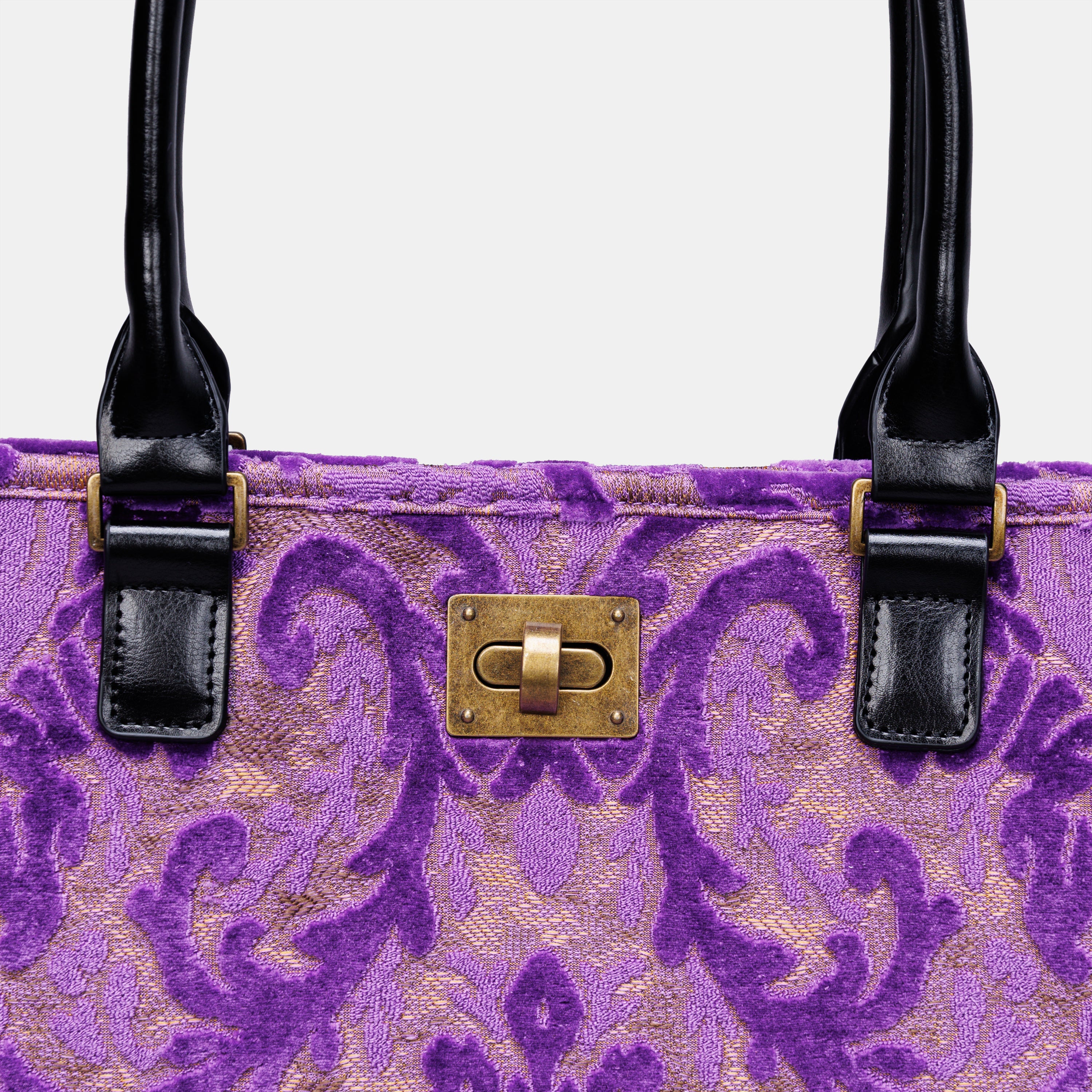Burnout Velvet Purple Carpet Tote Shopper carpet bag MCW Handmade-4