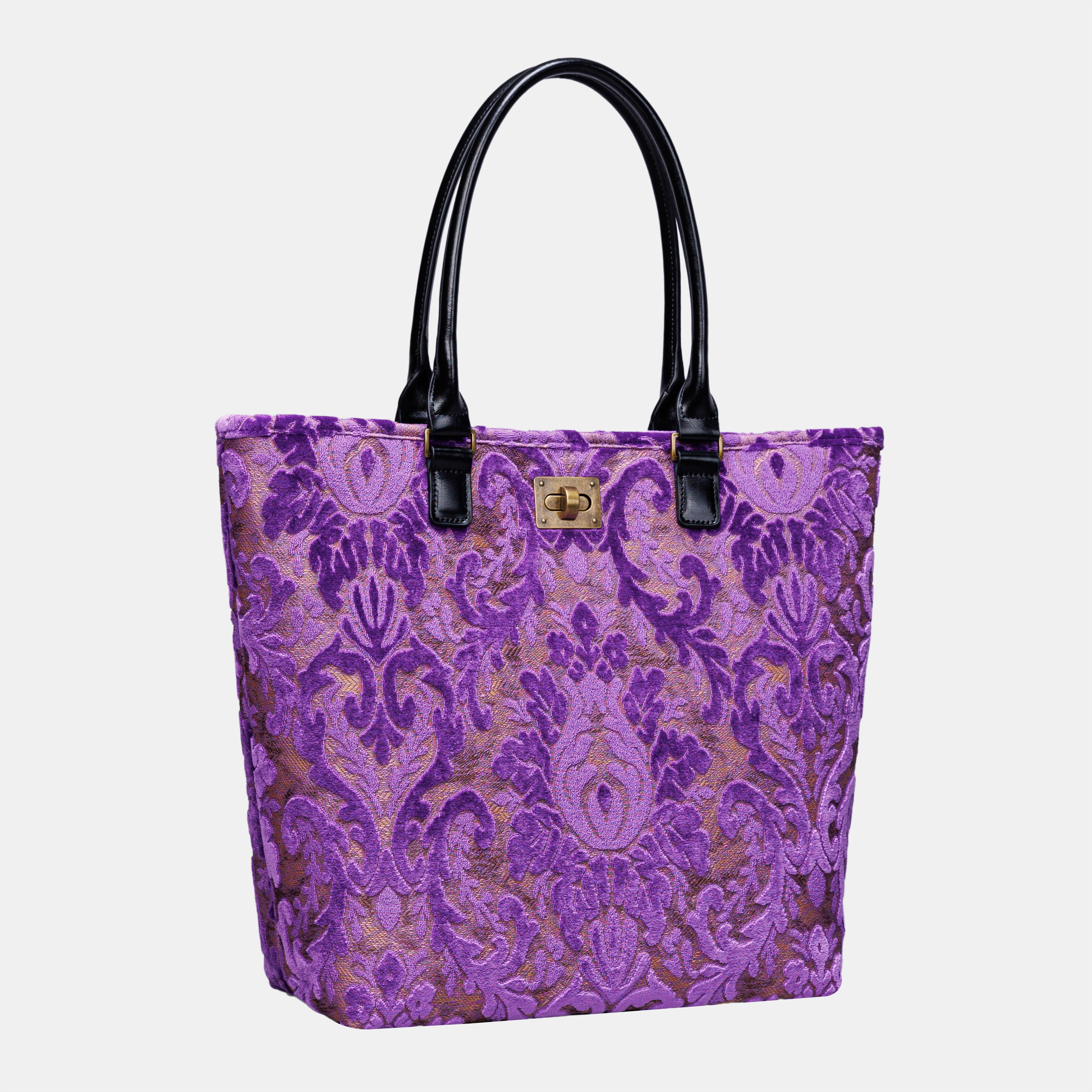 Burnout Velvet Purple Carpet Tote Shopper carpet bag MCW Handmade-1