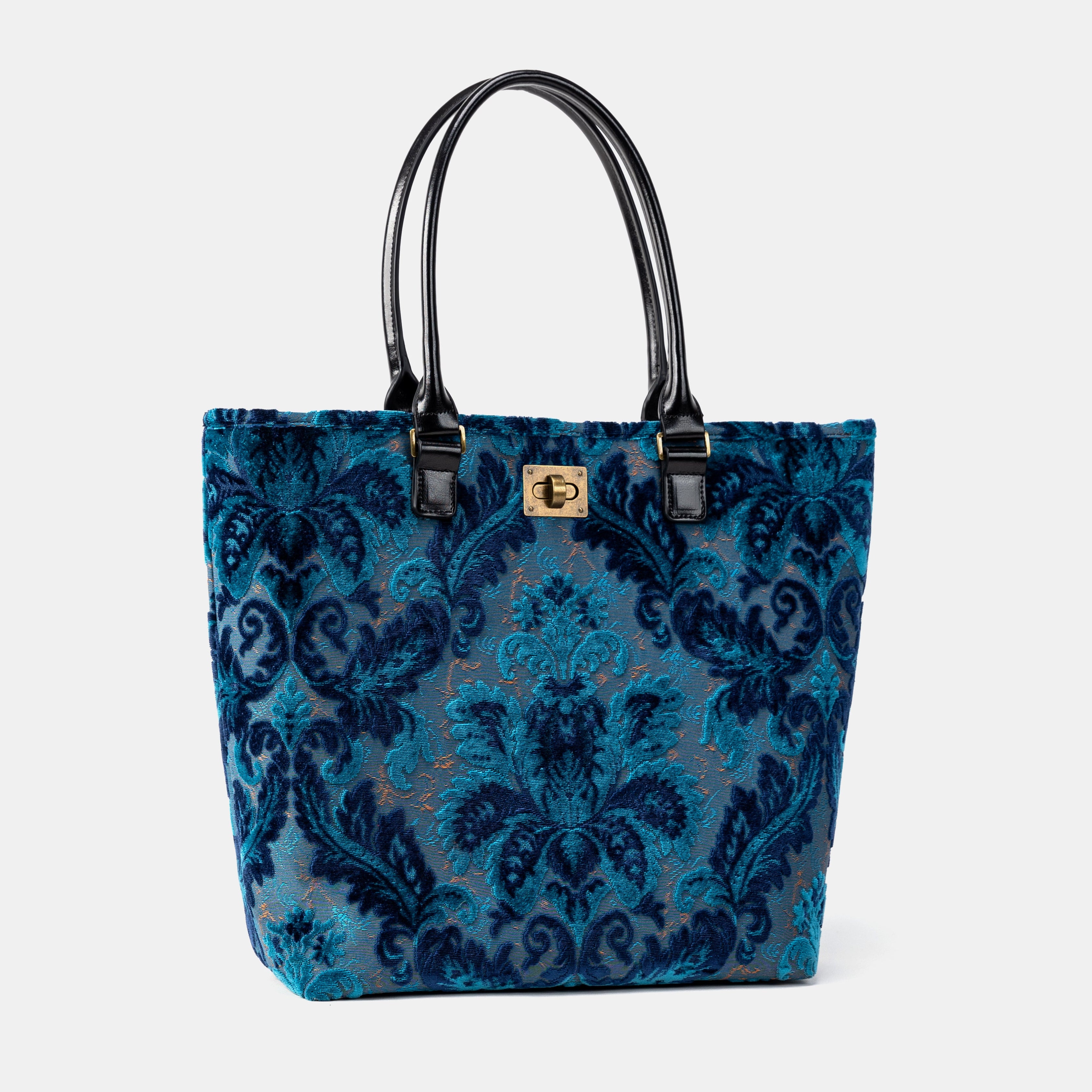 Burnout Velvet Revival Aqua Carpet Tote Shopper front