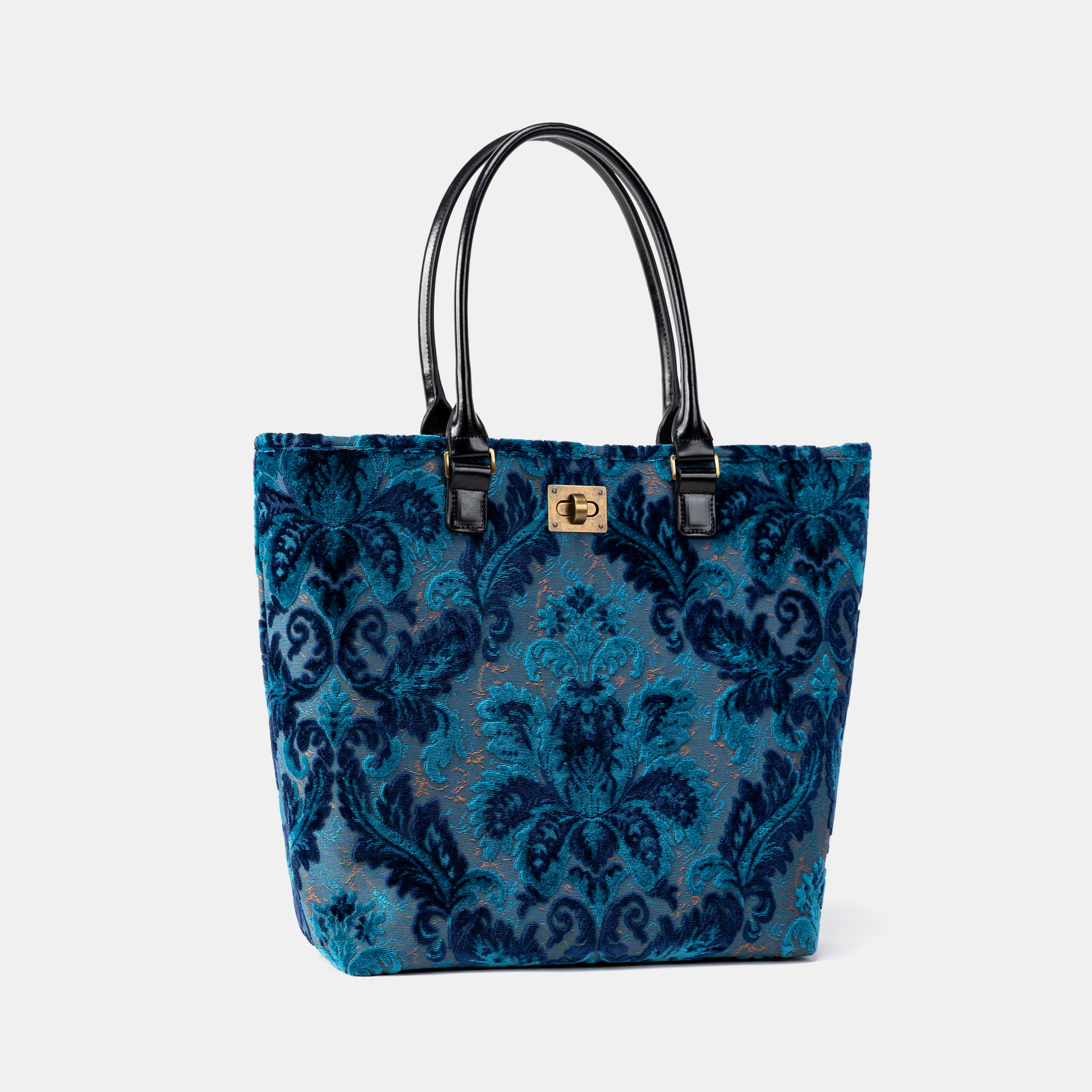 Burnout Velvet Revival Aqua Carpet Tote Shopper front