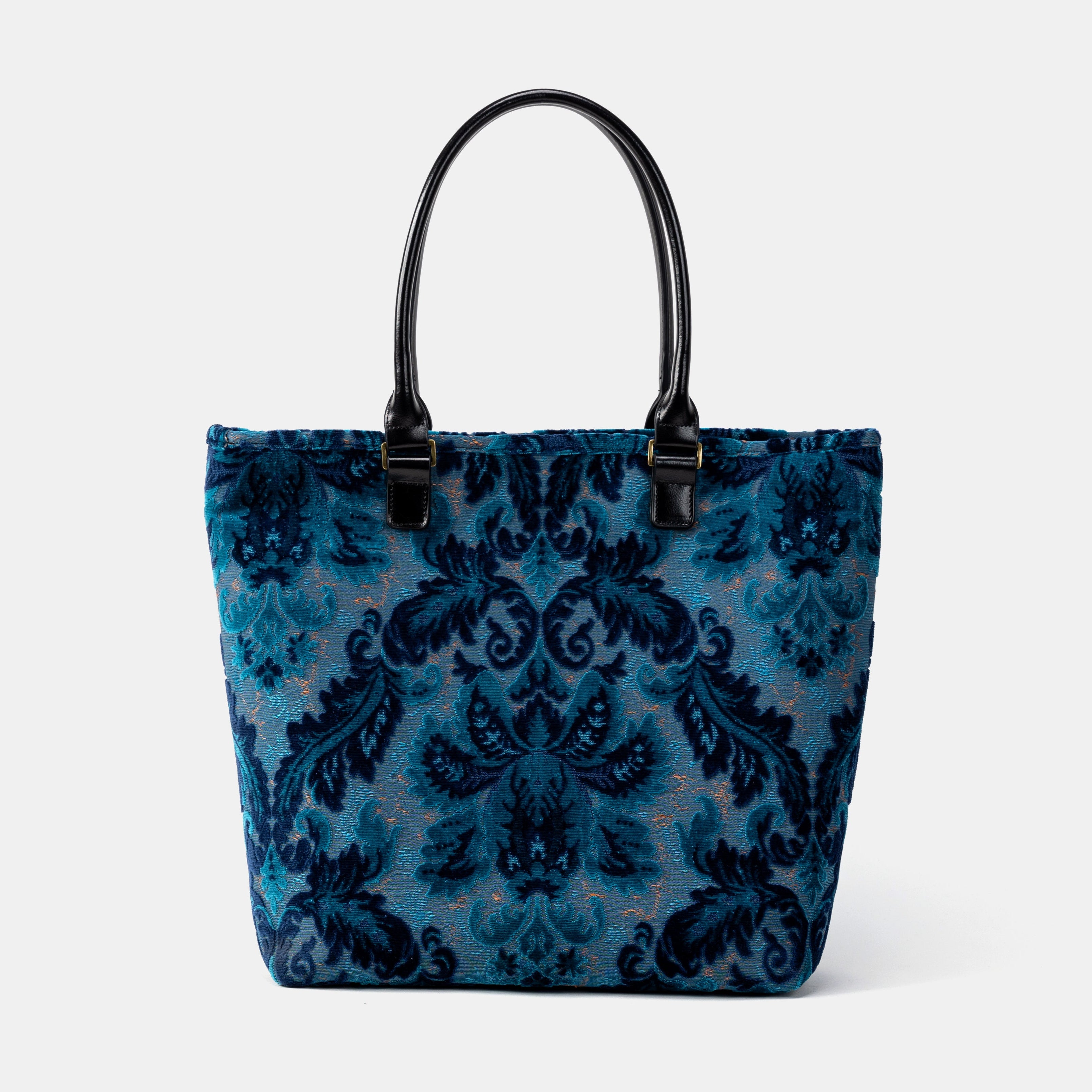 Burnout Velvet Revival Aqua Carpet Tote Shopper back