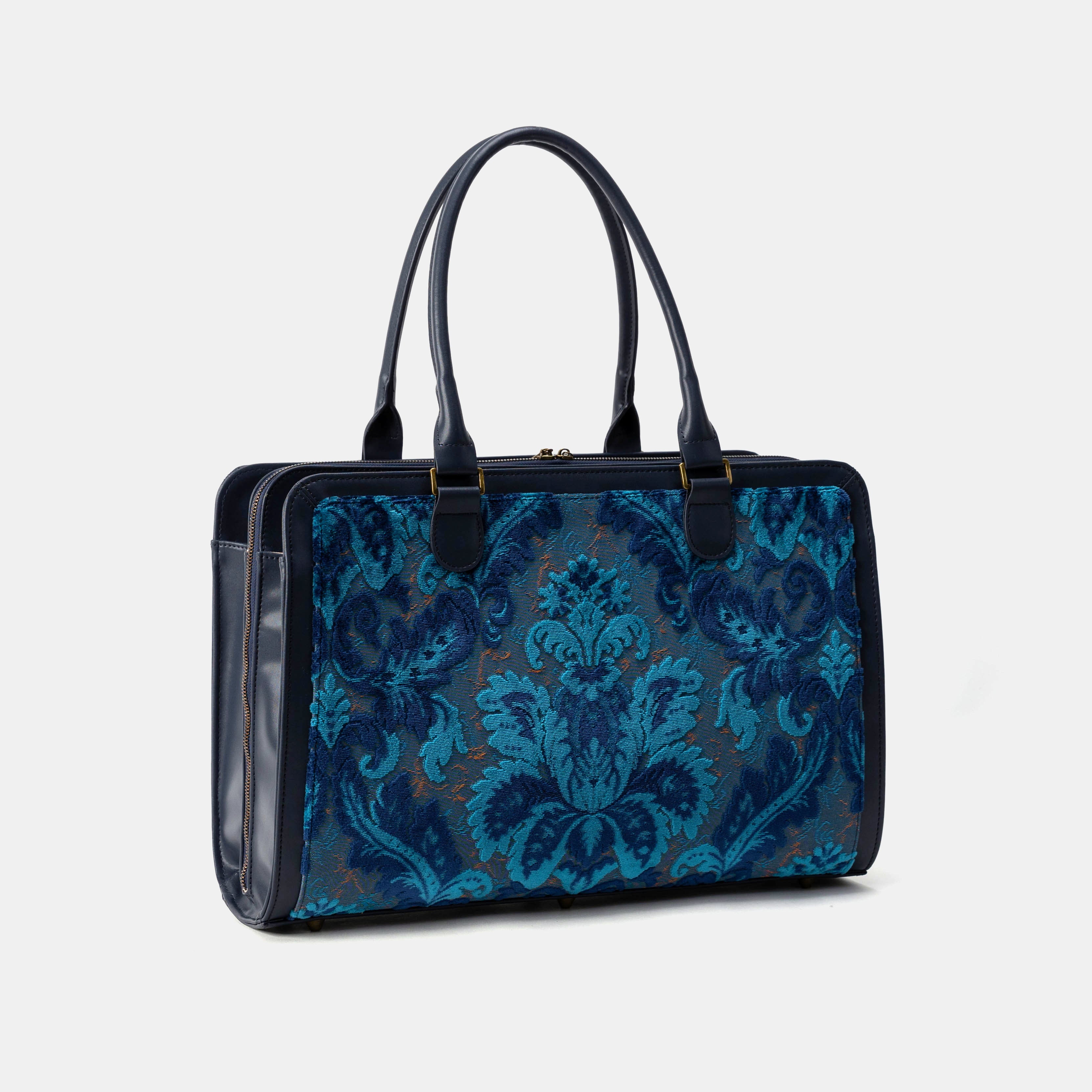 Burnout Velvet Revival Aqua Business Tote slightly side