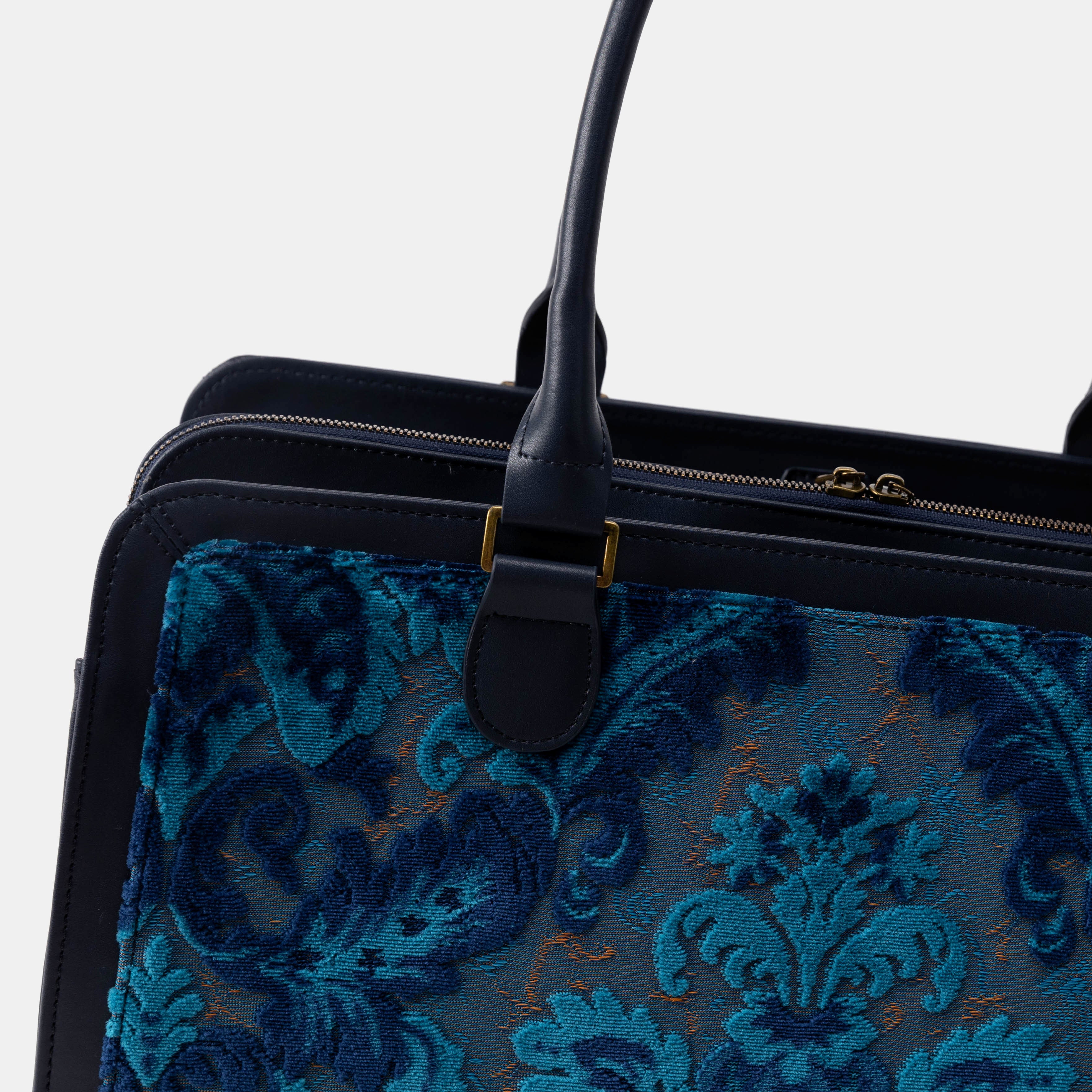 Burnout Velvet Revival Aqua Business Tote detail