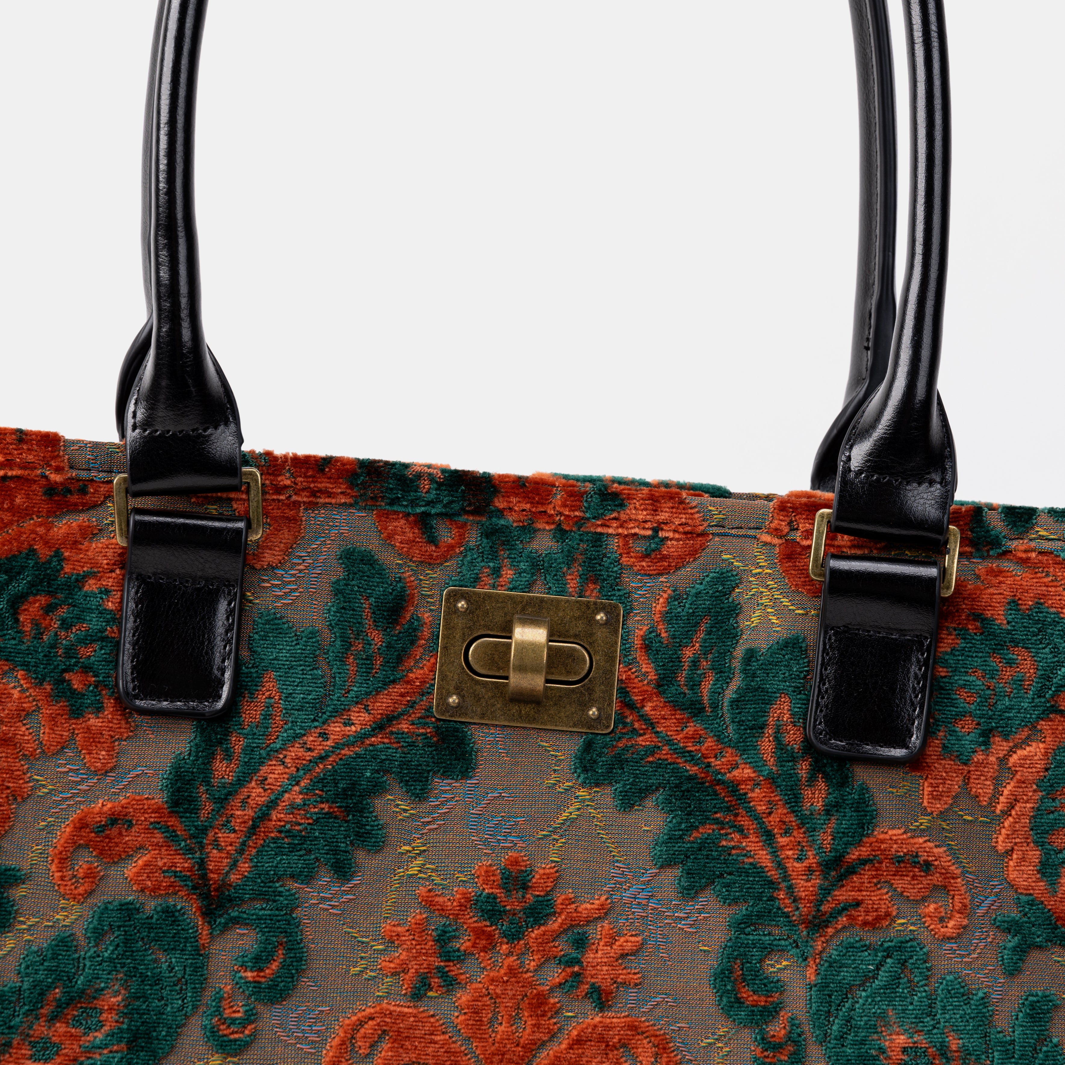 Burnout Velvet Revival Jade Carpet Tote Shopper buckle