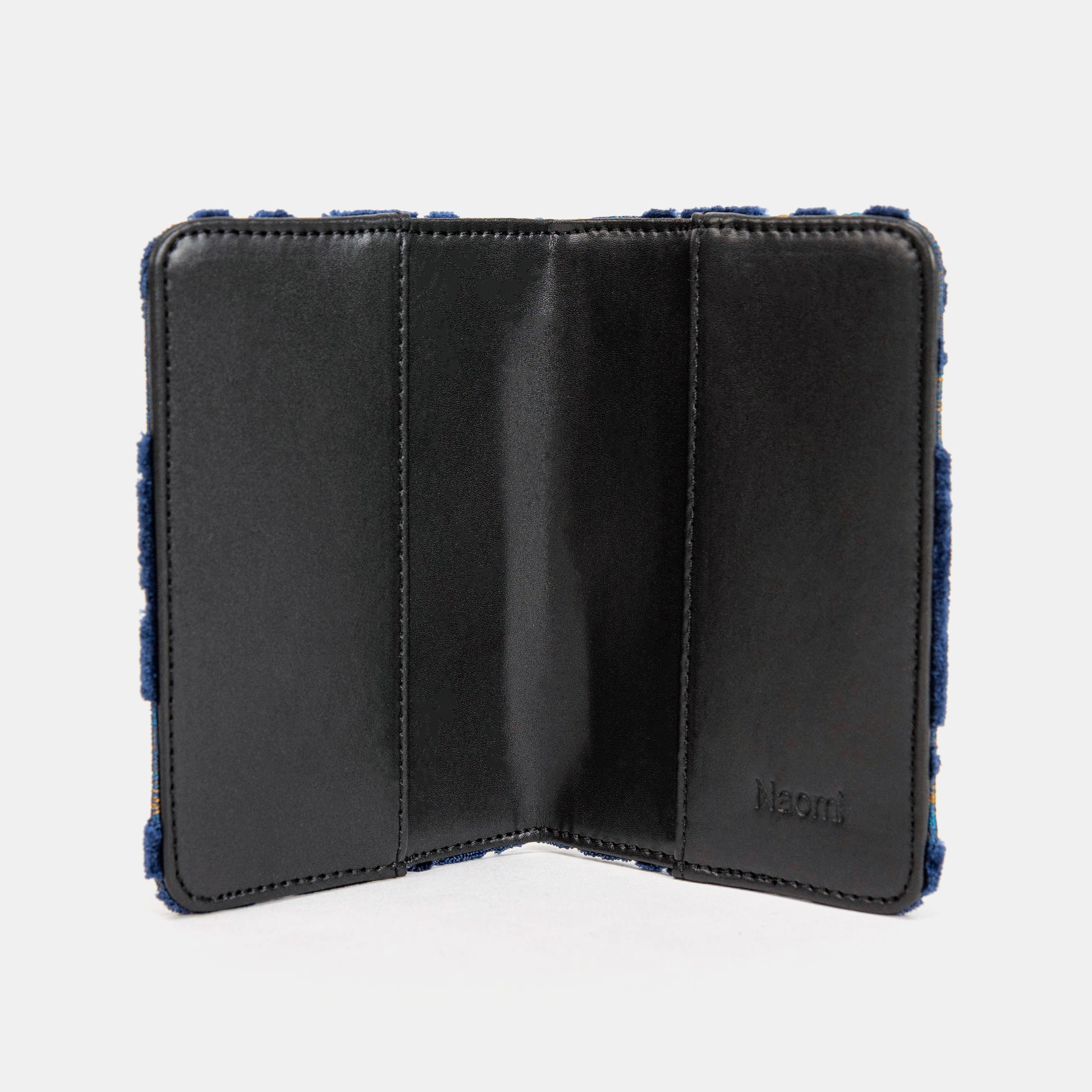 Burnout Velvet Navy Passport Cover Carpetbag of America inside