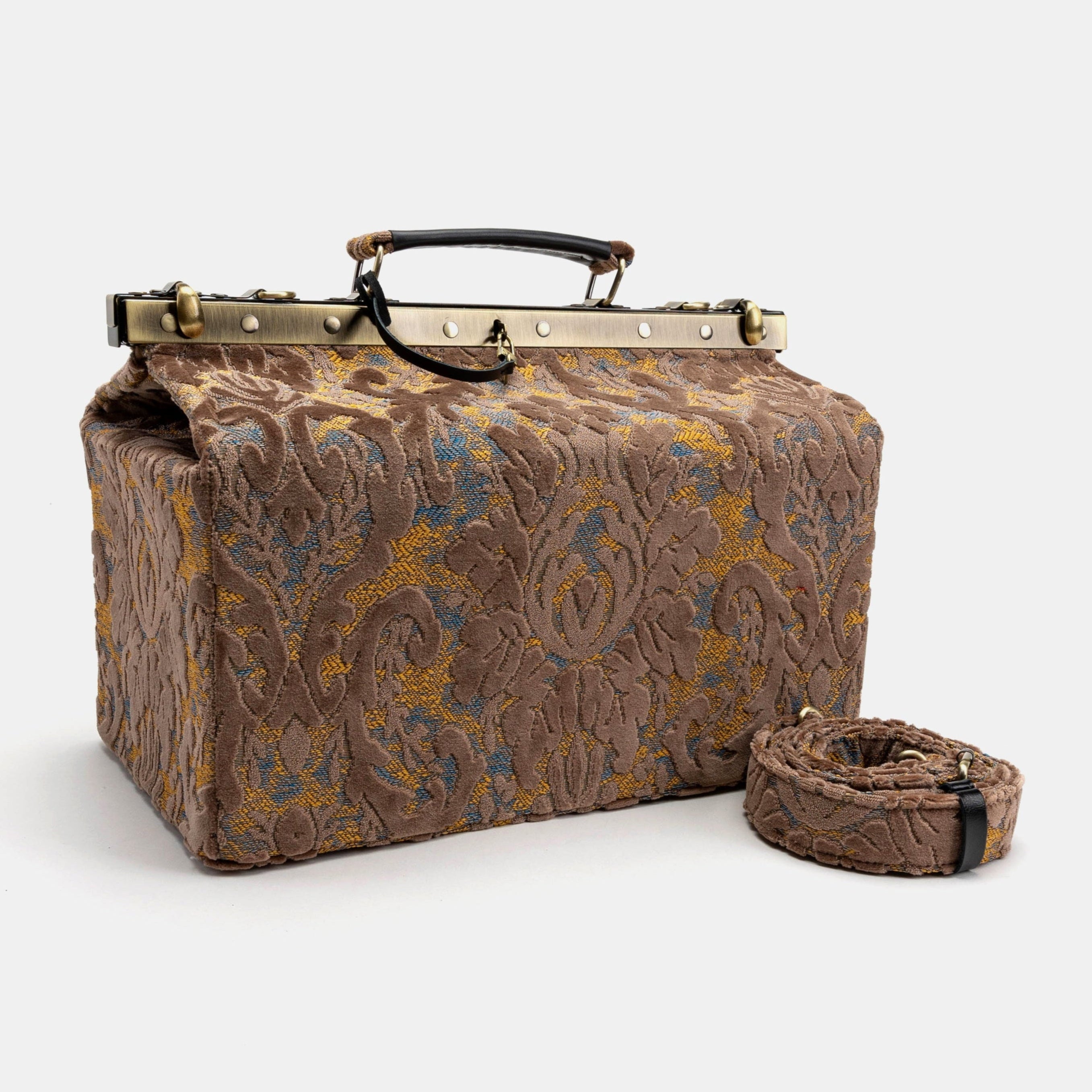 Burnout Velvet Camel Genevieve Carpet Gladstone Bag main