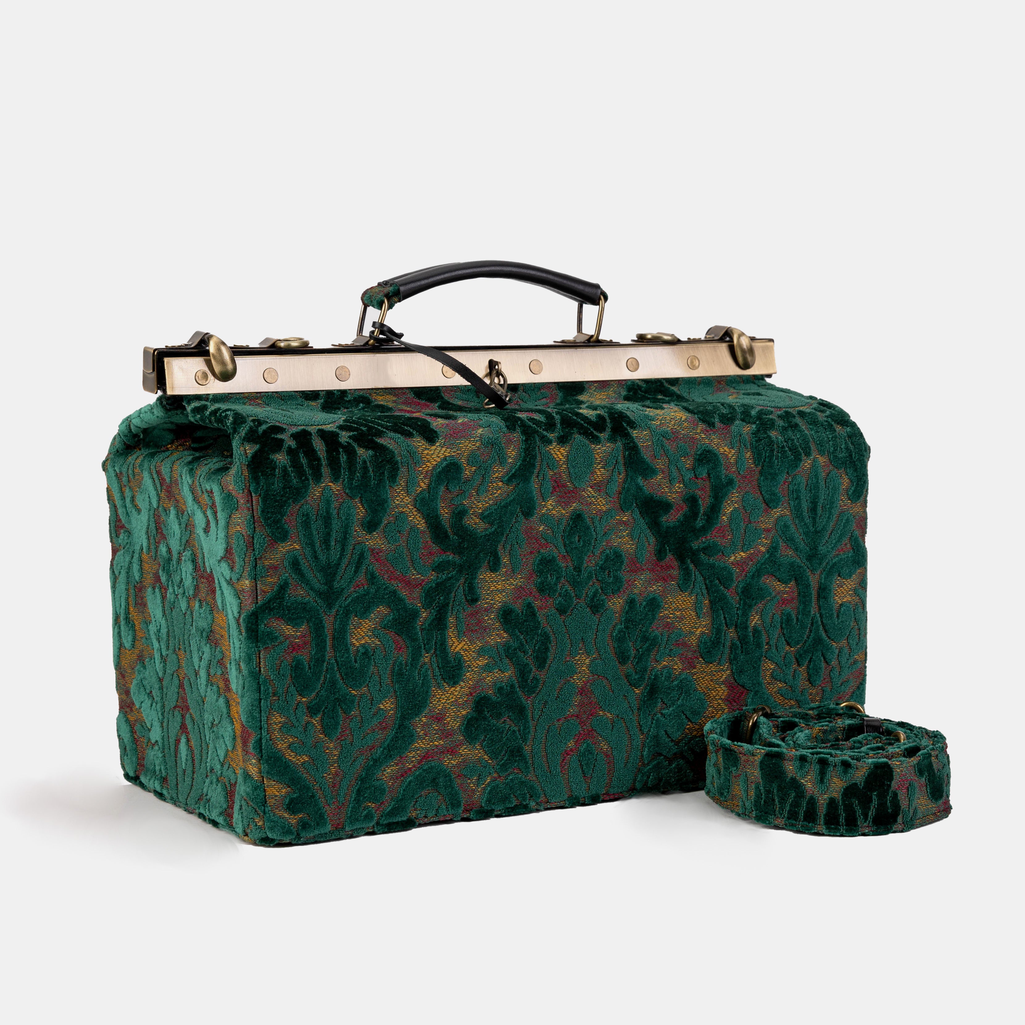 Burnout Velvet Jade Green Genevieve Carpet Gladstone Bag Doctor Bag of America main