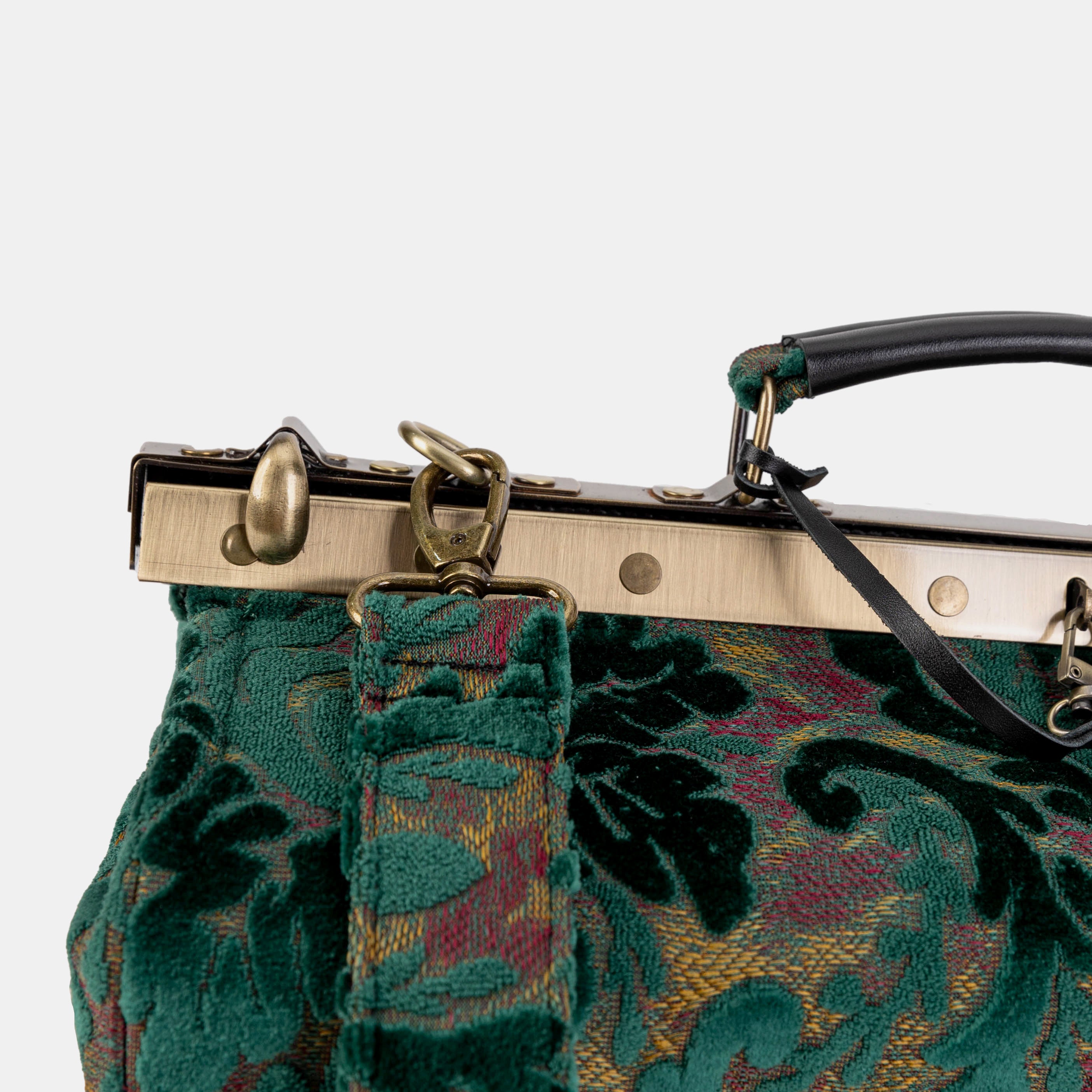 Burnout Velvet Jade Green Genevieve Carpet Gladstone Bag