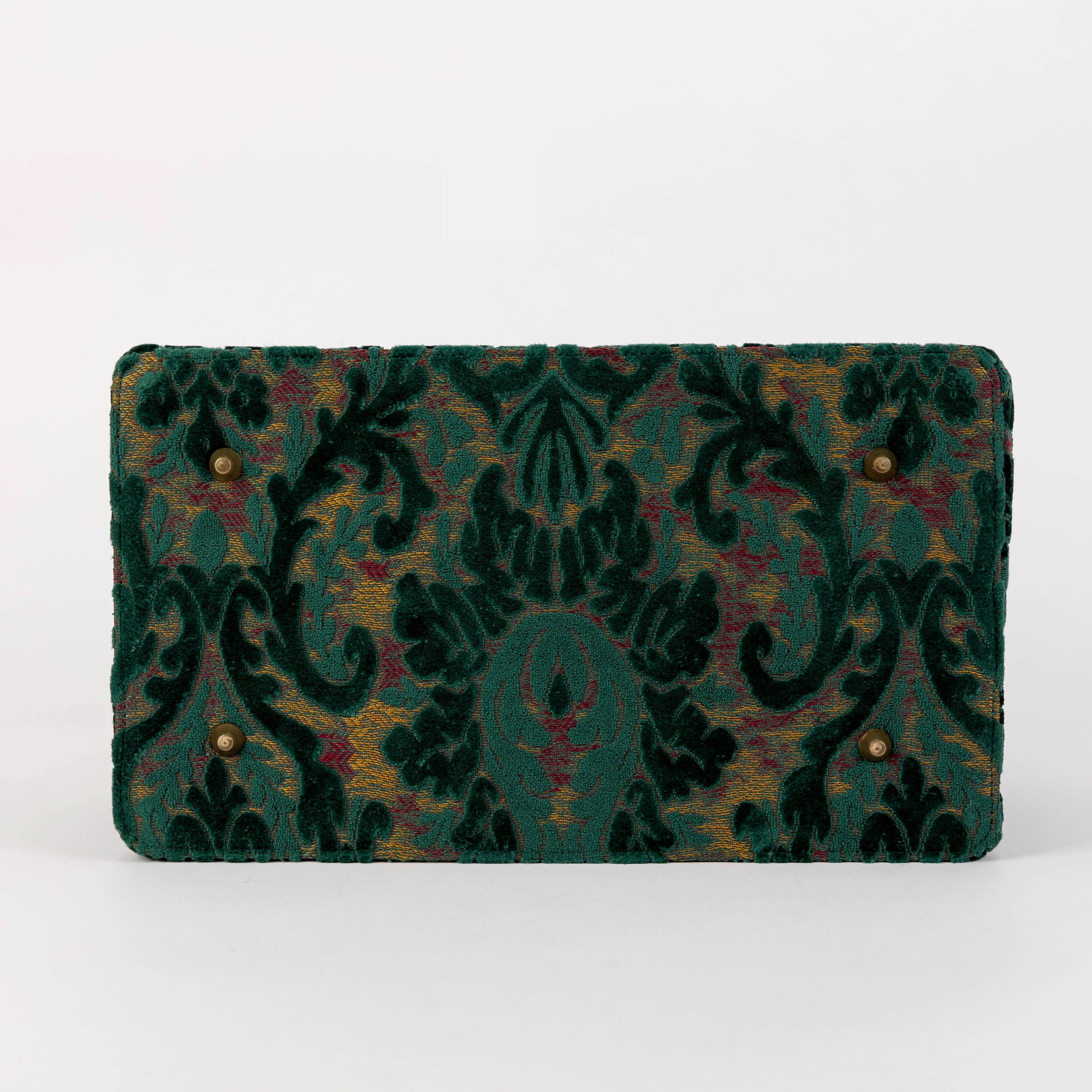 Burnout Velvet Jade Green Genevieve Carpet Gladstone Bag