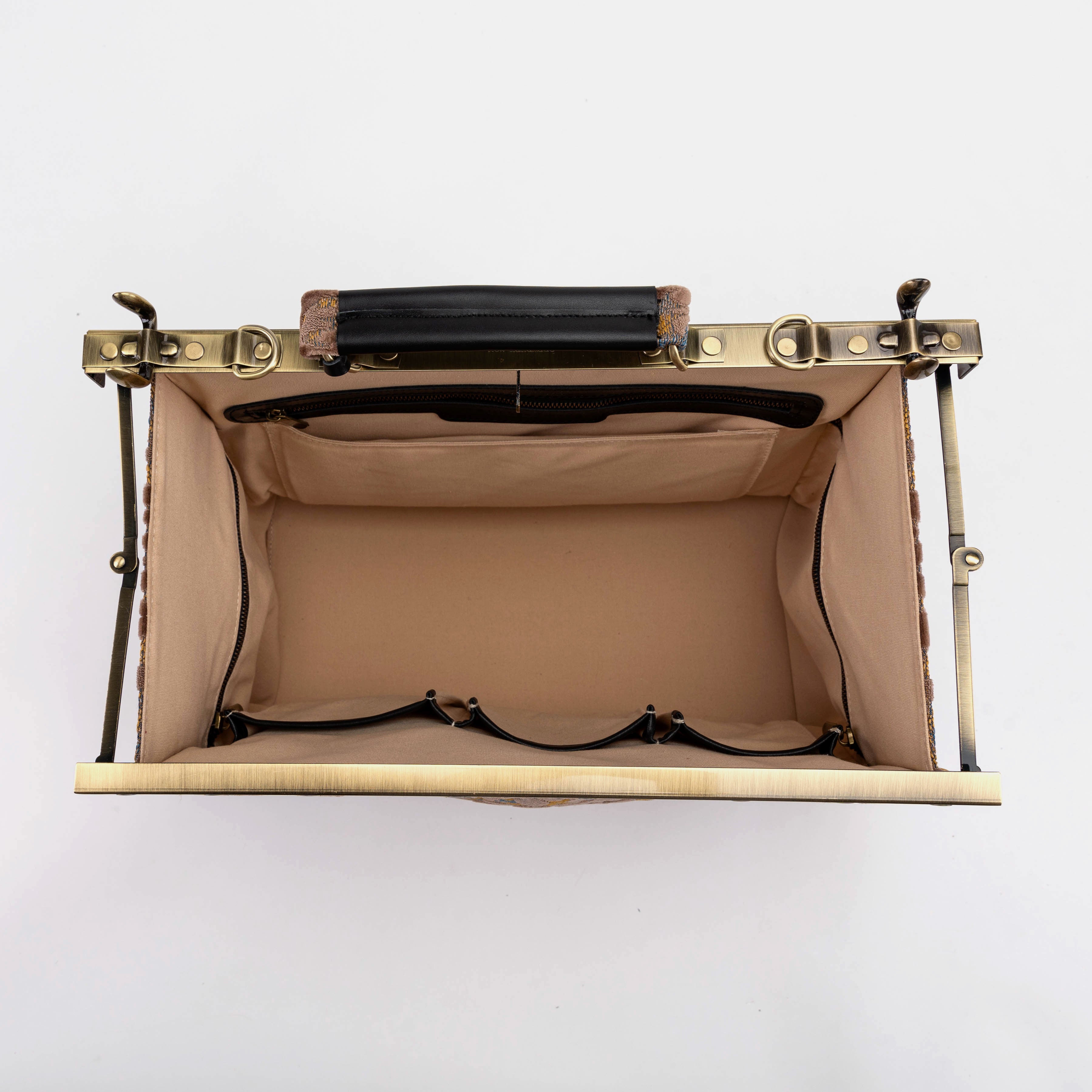 Burnout Velvet Camel Celine Carpet Gladstone Bag inside