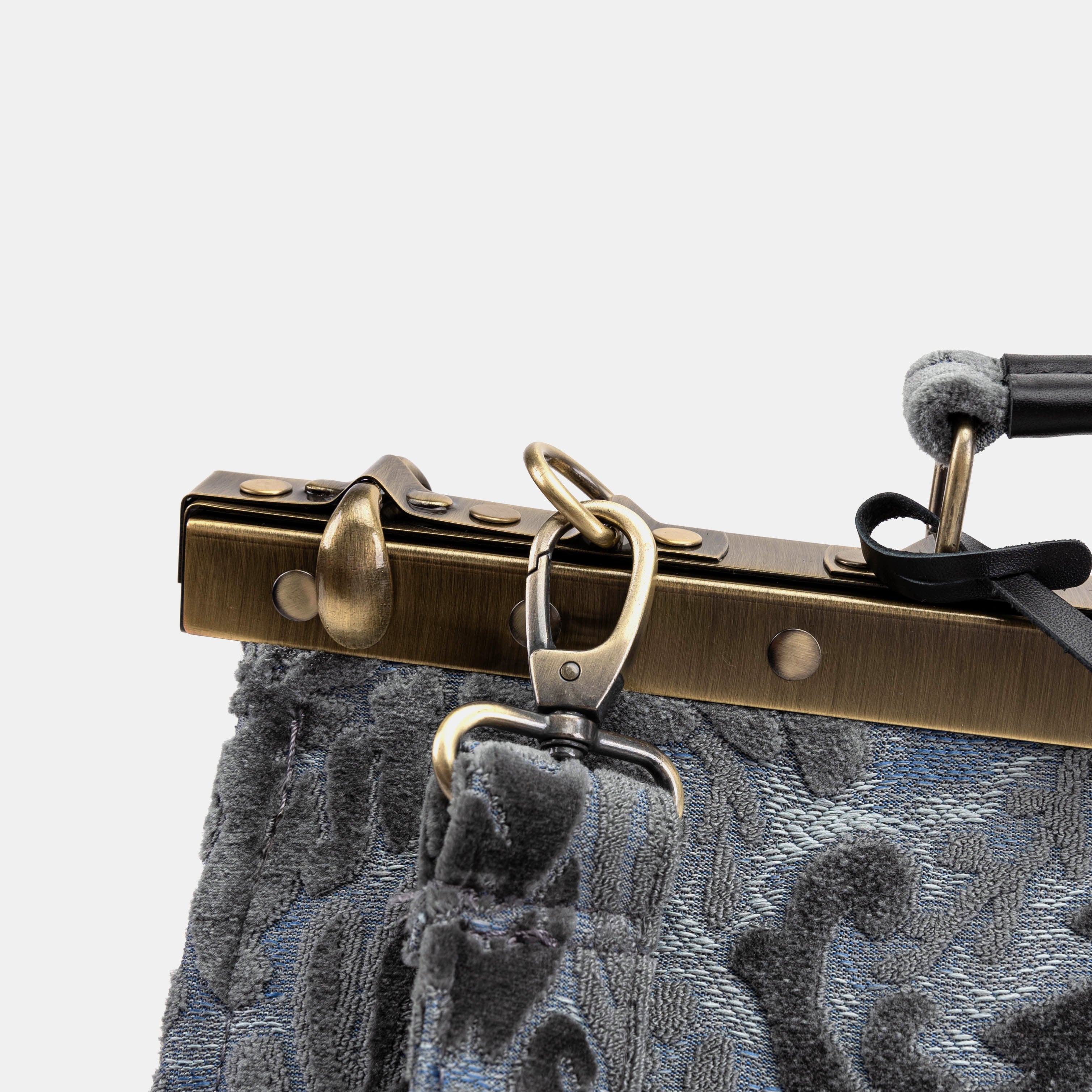 Burnout Velvet Steel Blue Celine Carpet Gladstone Bag clasp