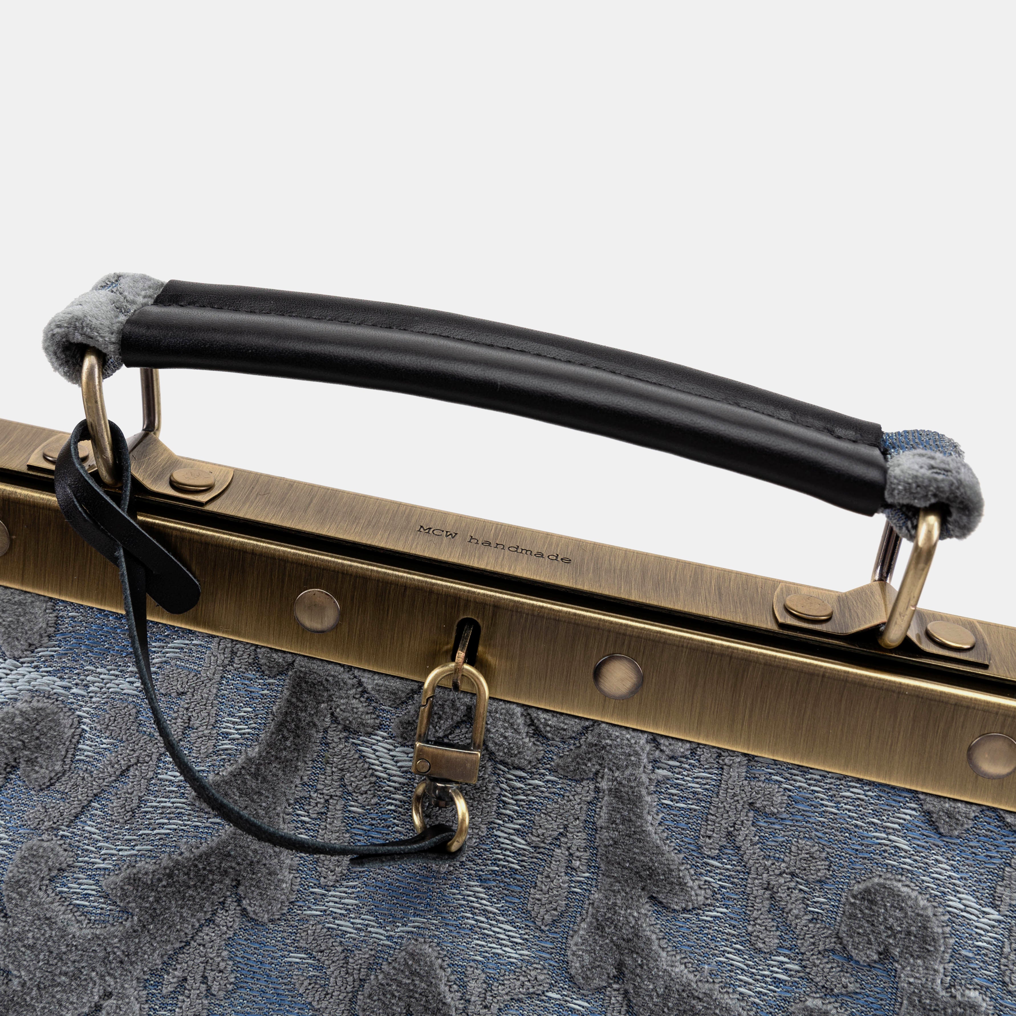 Burnout Velvet Steel Blue Celine Carpet Gladstone Bag logo