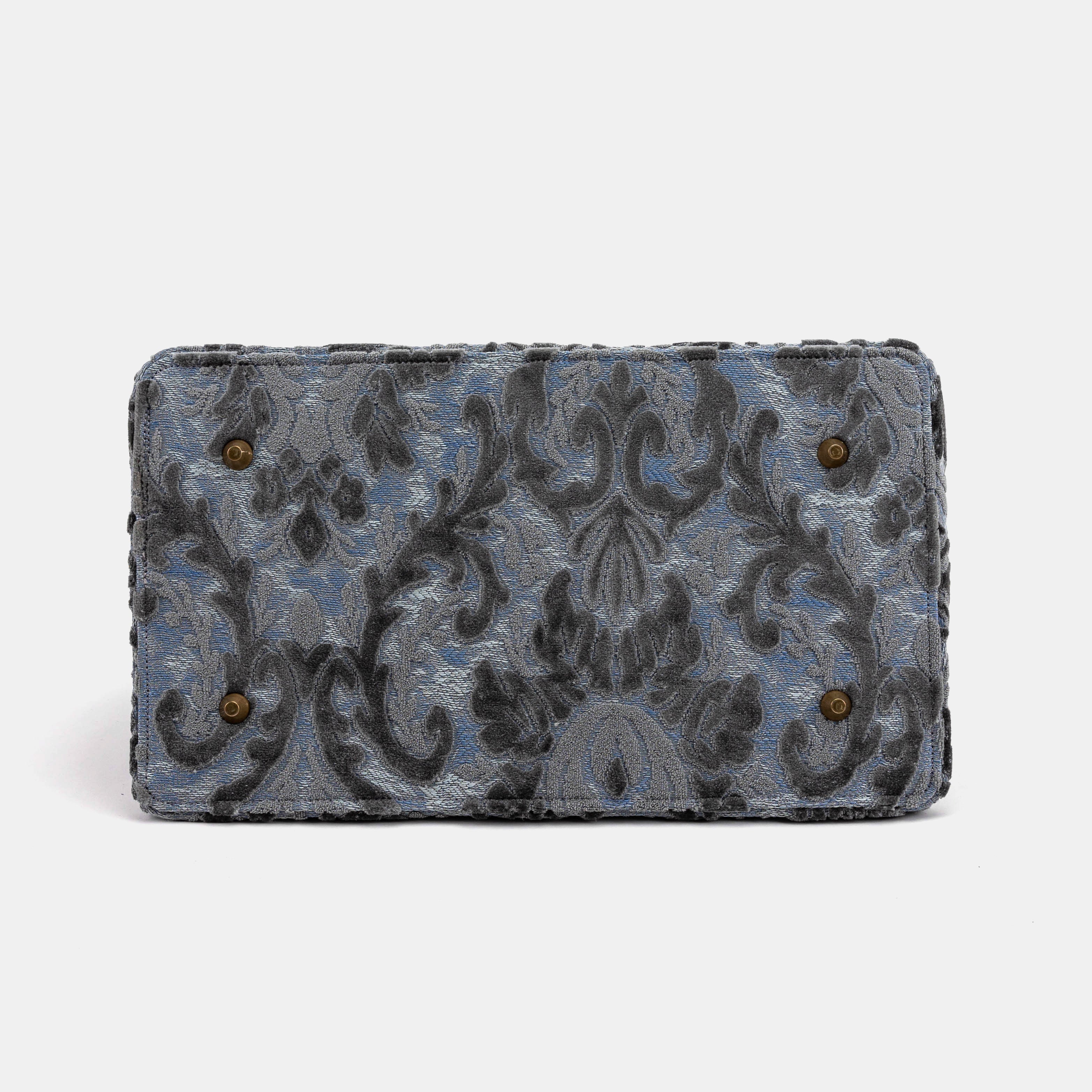 Burnout Velvet Steel Blue Celine Carpet Gladstone Bag bottom