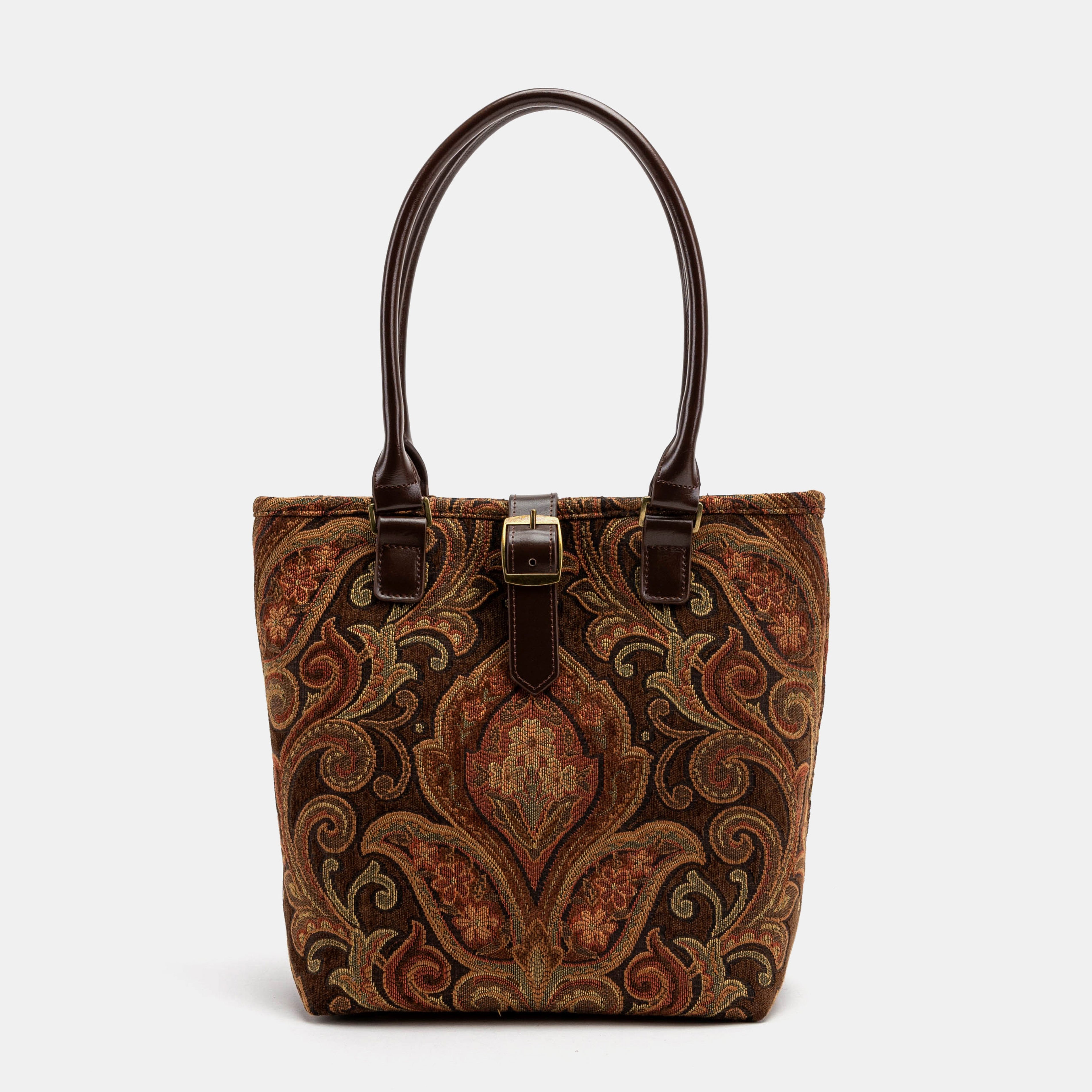 Damask D. Brown Everyday Tote Bag Carpetbag of America FRONT