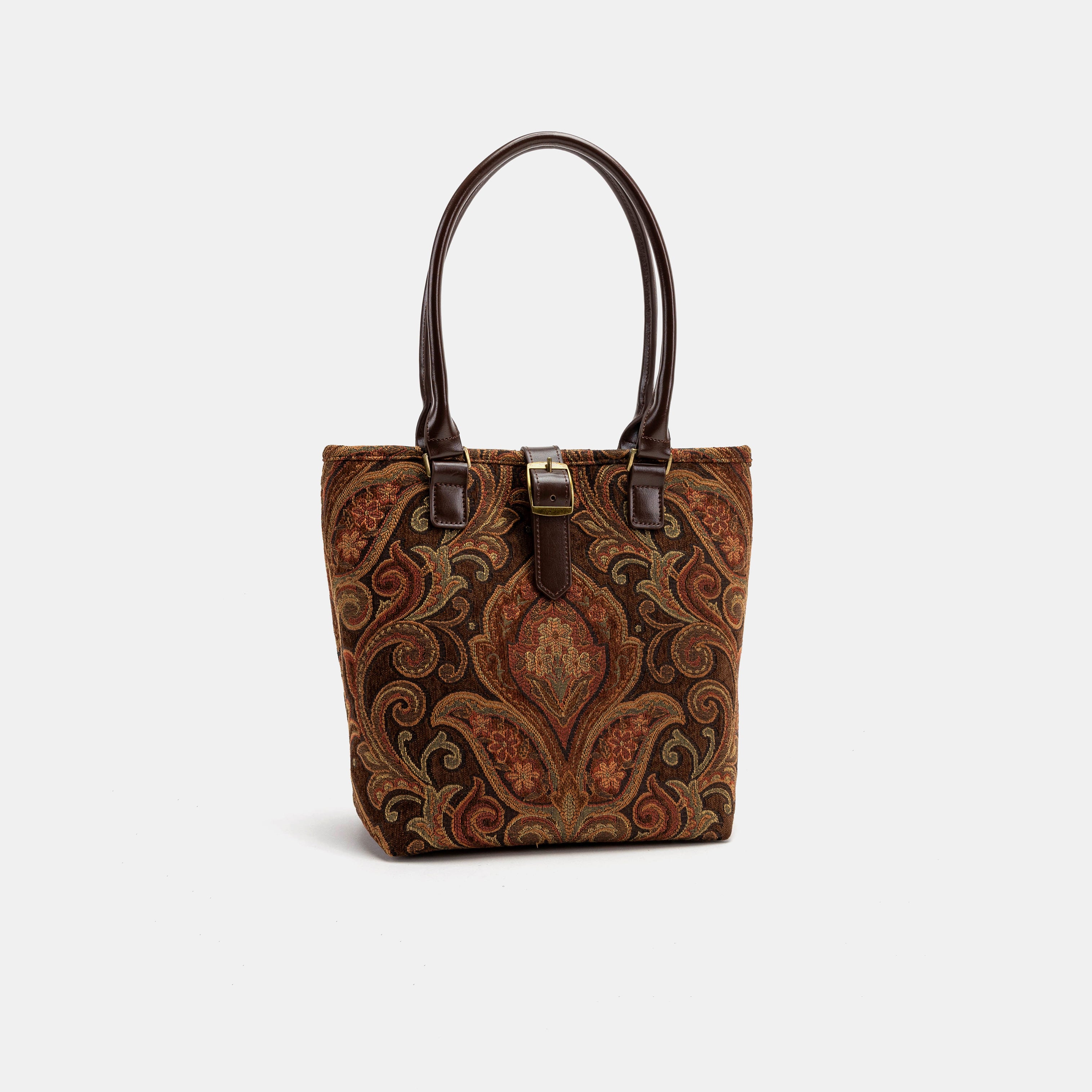Damask D. Brown Everyday Tote Bag Carpetbag of America front  side