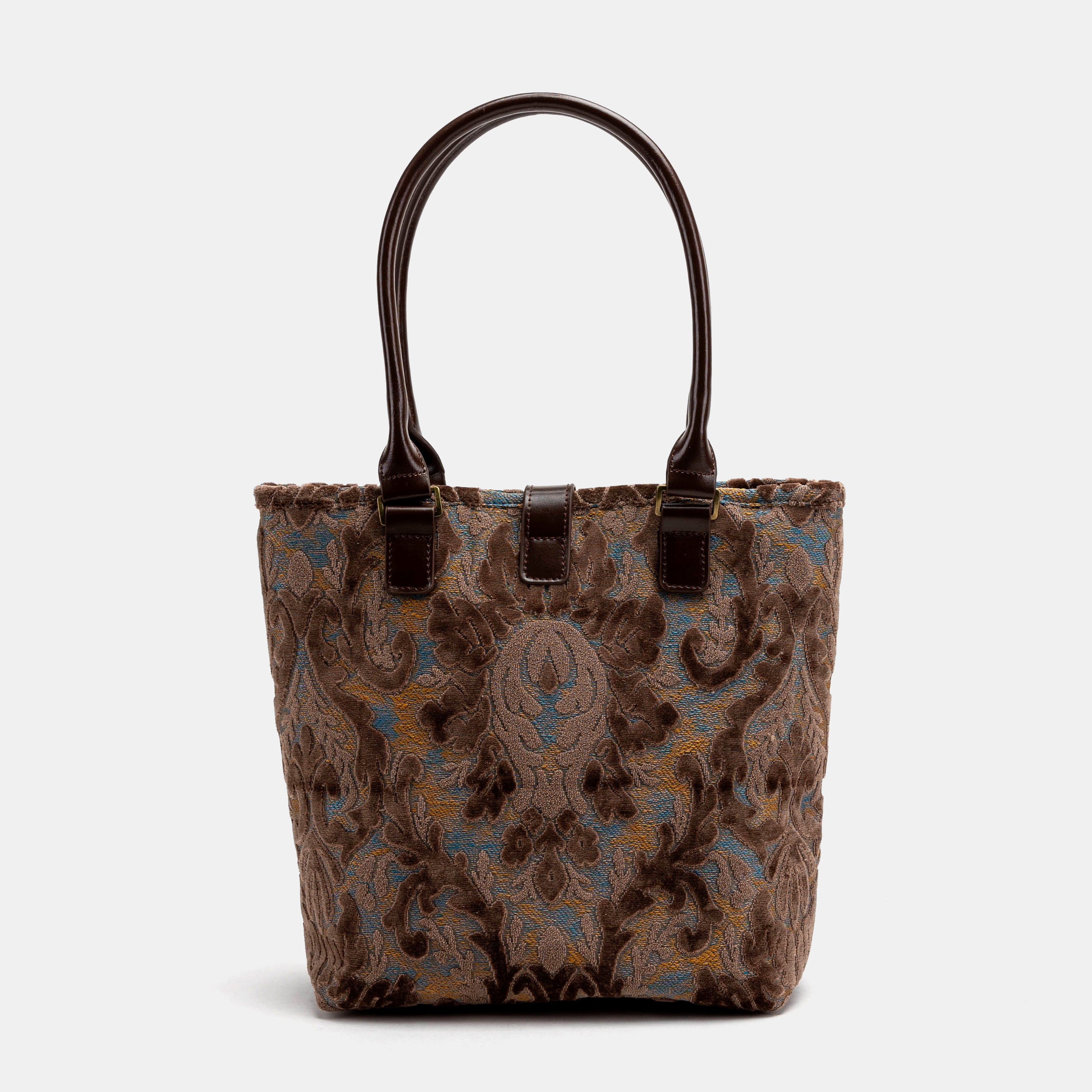 Burnout Velvet Camel Everyday Tote Bag Carpetbag of America back