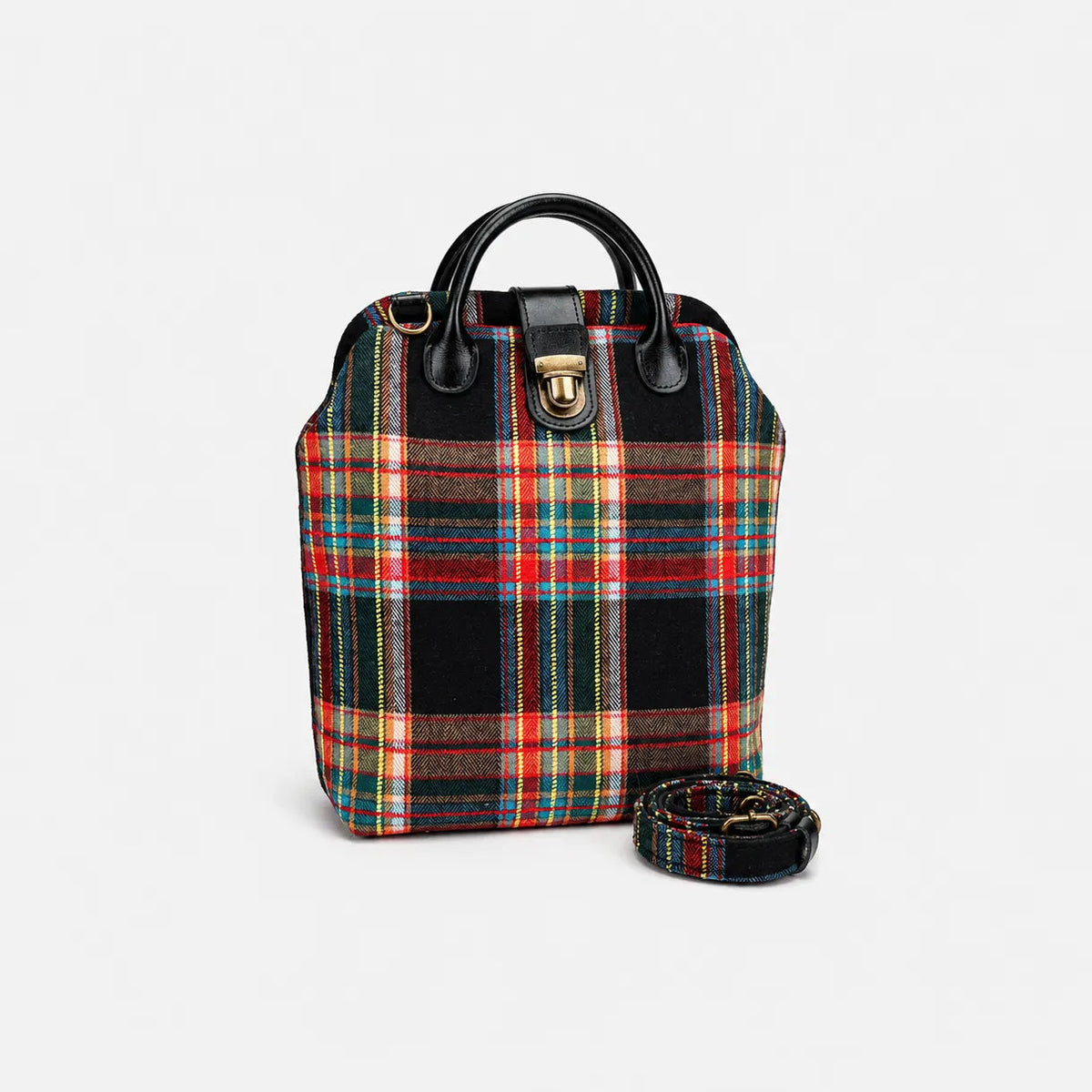 Tartan Stewart Black Everyday Backpack Carpetbag of America with shoulder strap