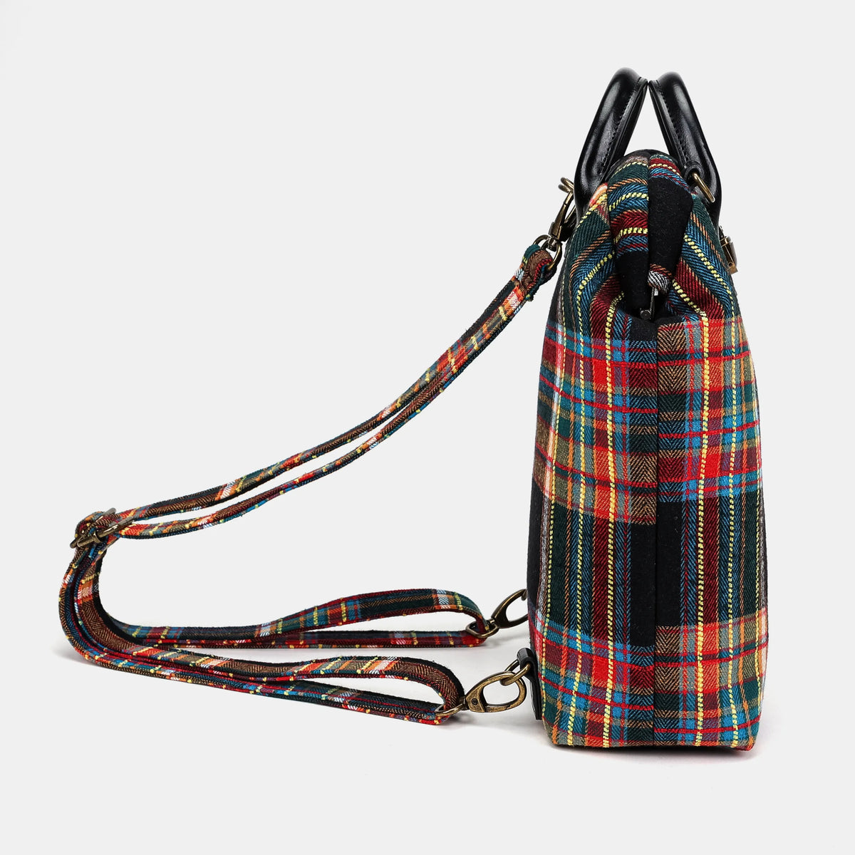 Tartan Stewart Black Everyday Backpack Carpetbag of America side
