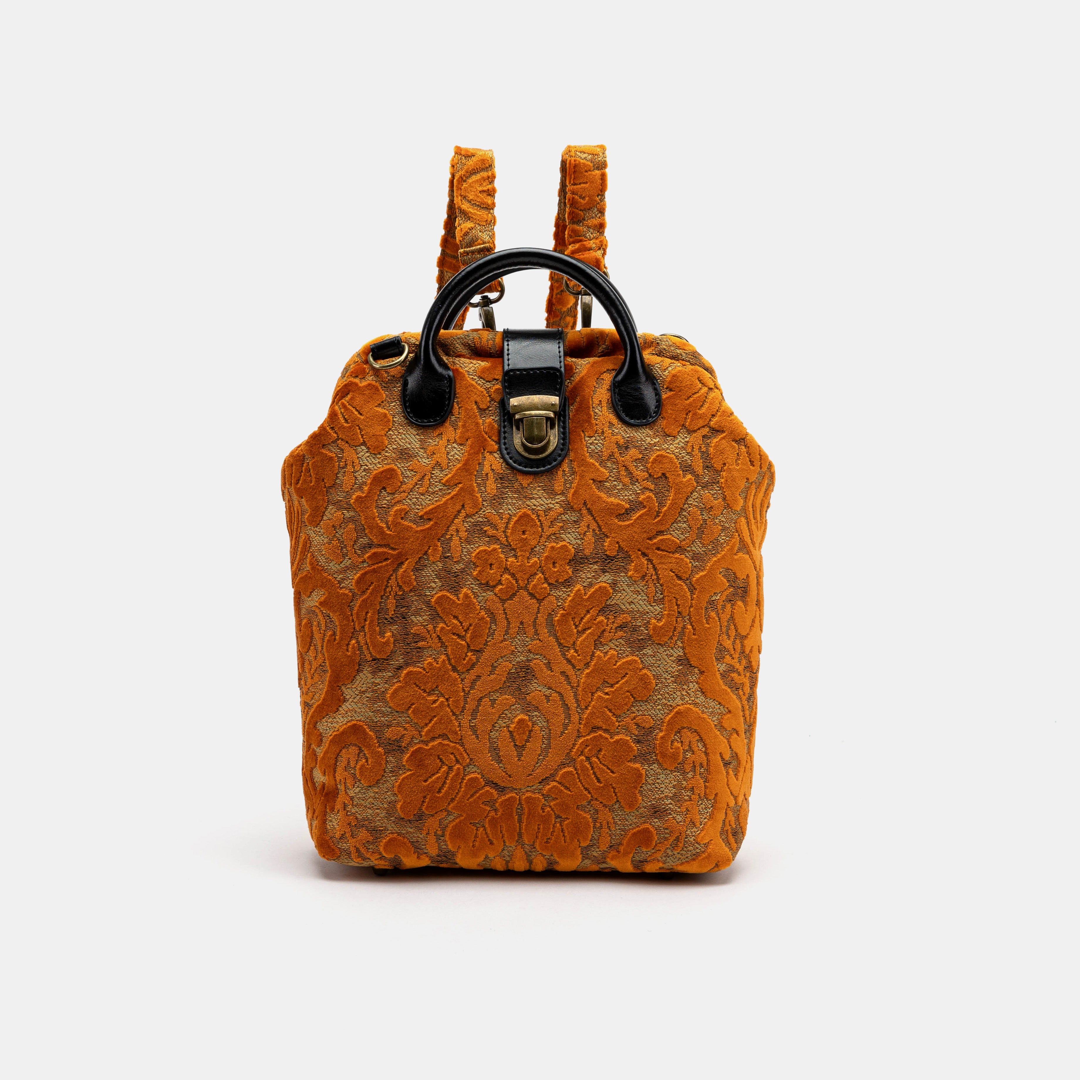 Burnout Velvet Orange Carpet Everyday Backpack Carpetbag of America  WITH  SHOULDER STRAP