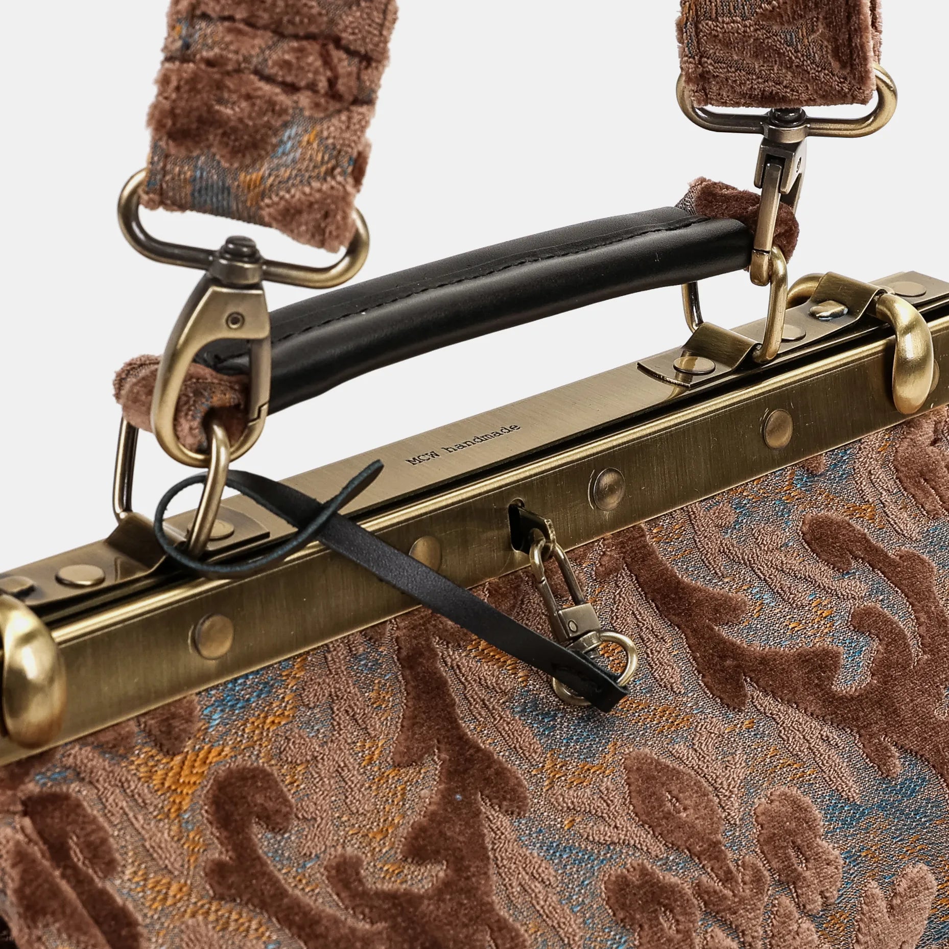 Burnout Velvet Camel Vivienne Carpet Purse Gladstone Bag of America handle