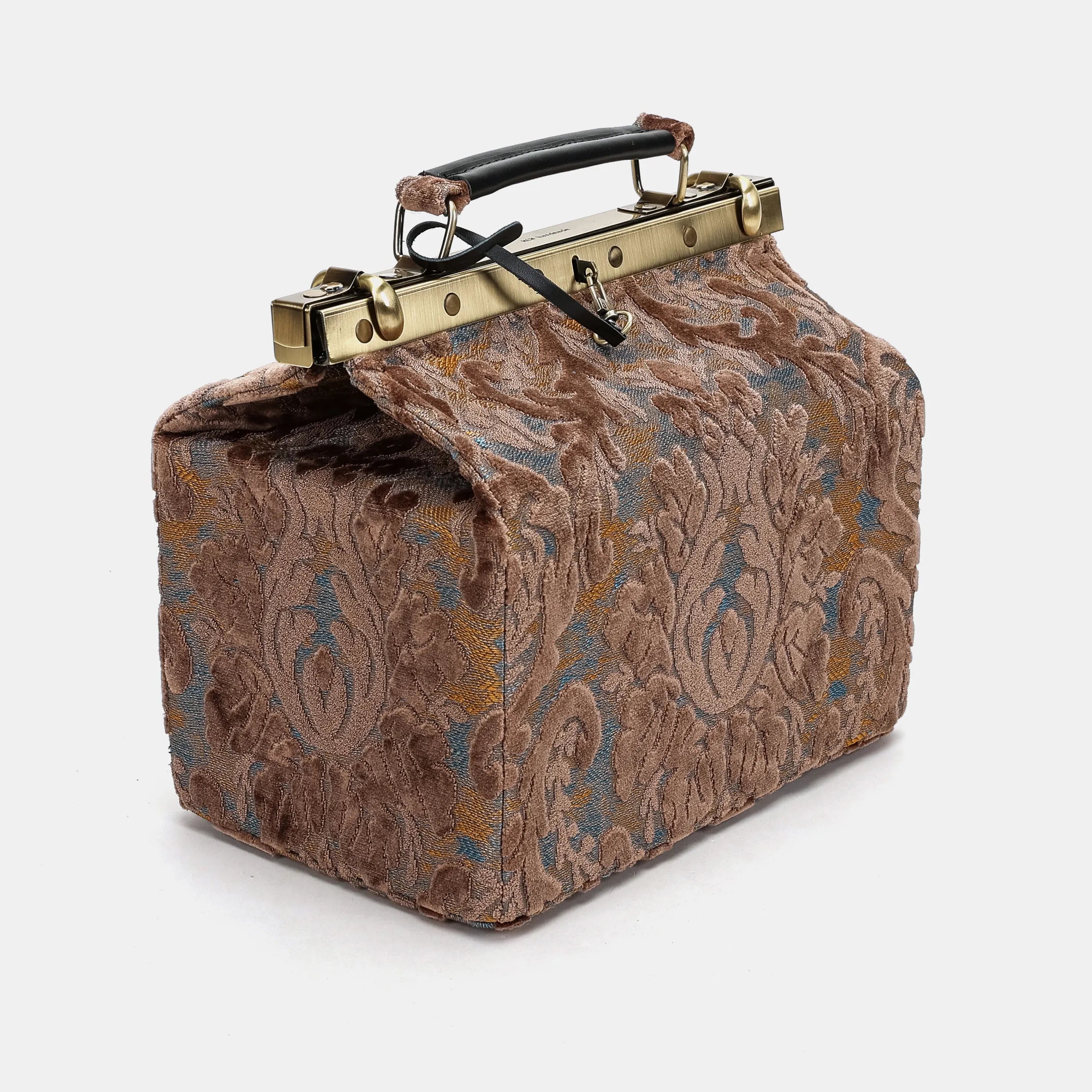 Burnout Velvet Camel Vivienne Carpet Purse Gladstone Bag of America side