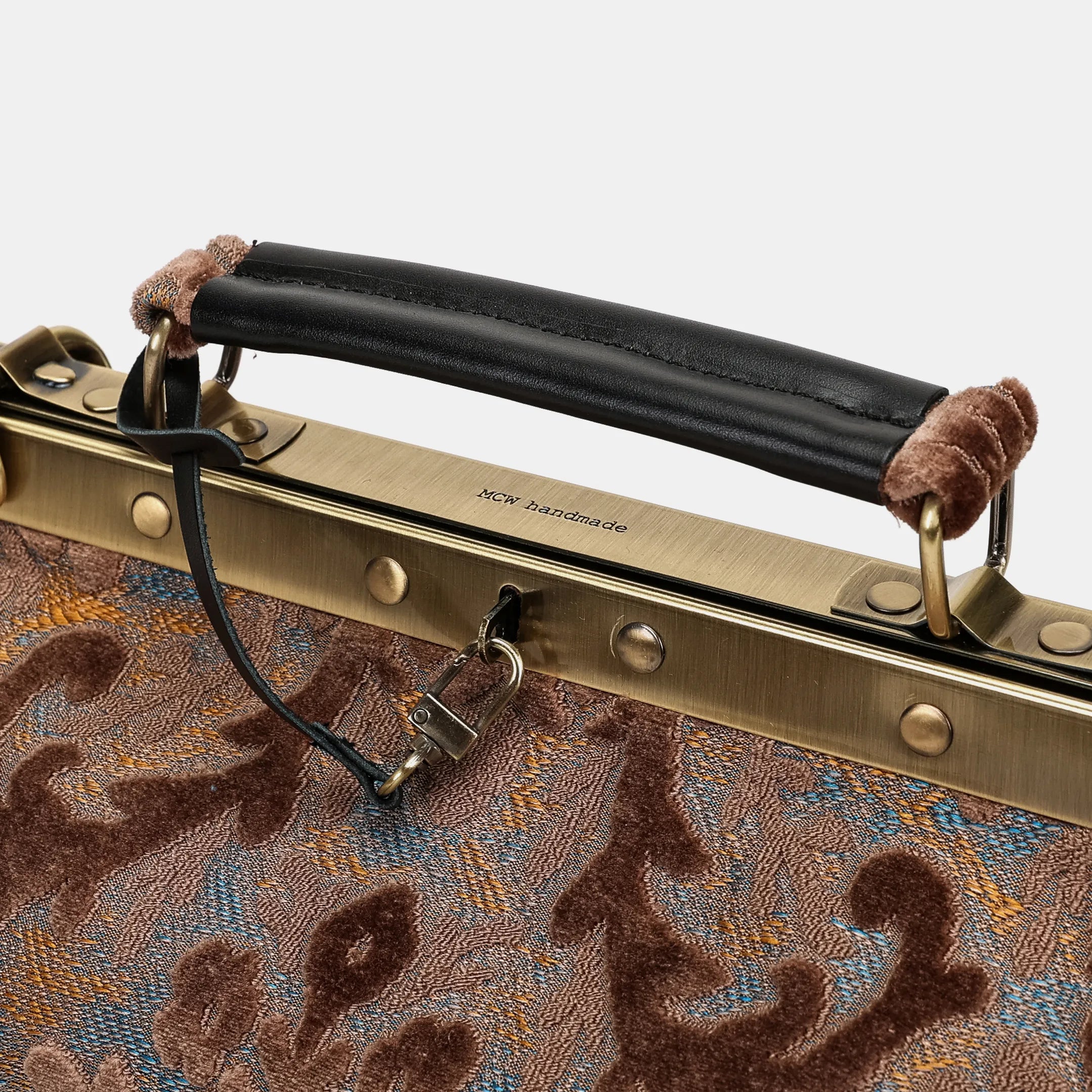Burnout Velvet Camel Vivienne Carpet Purse Gladstone Bag of America logo