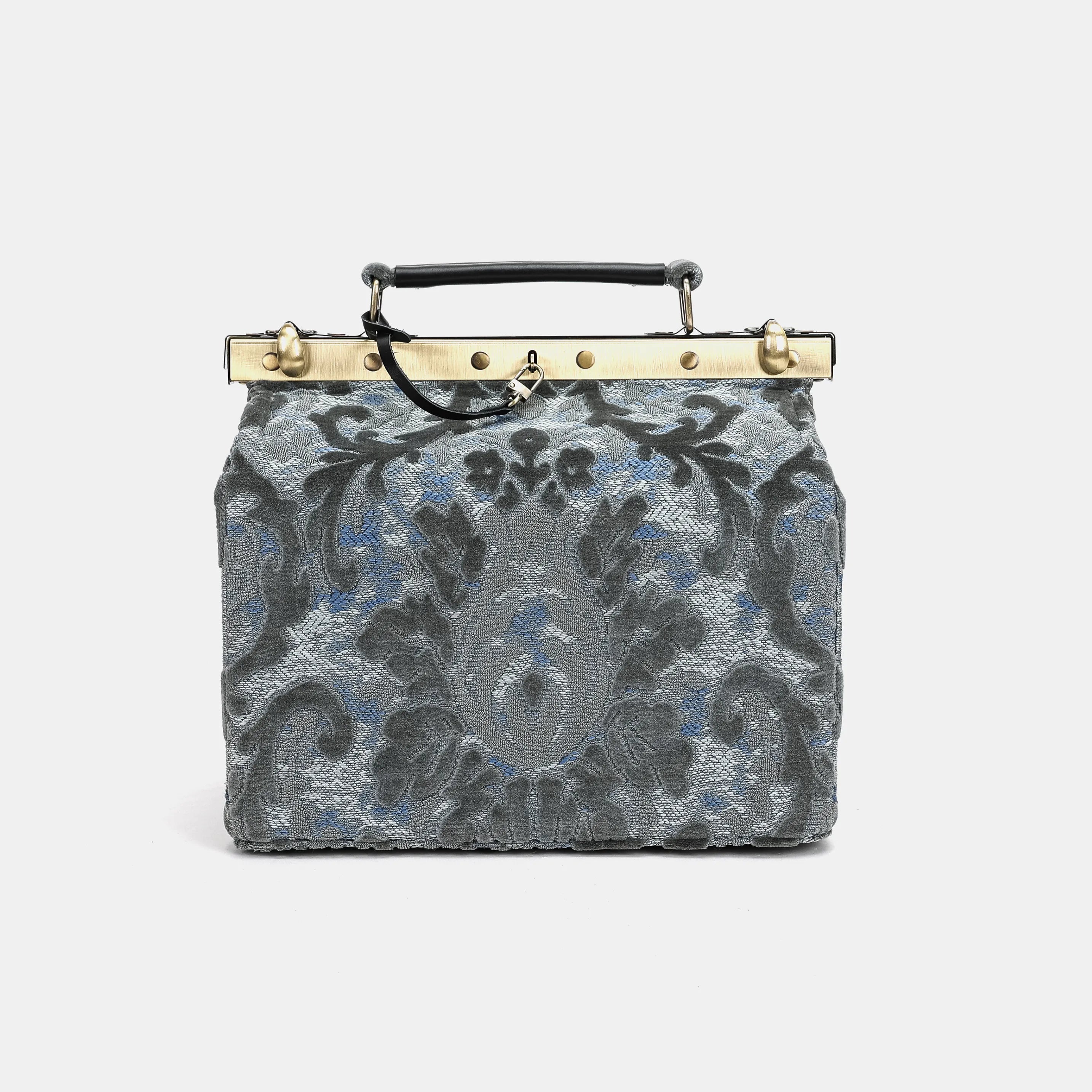 Burnout Velvet Steel Blue Vivienne Carpet Purse Gladstone Bag America main