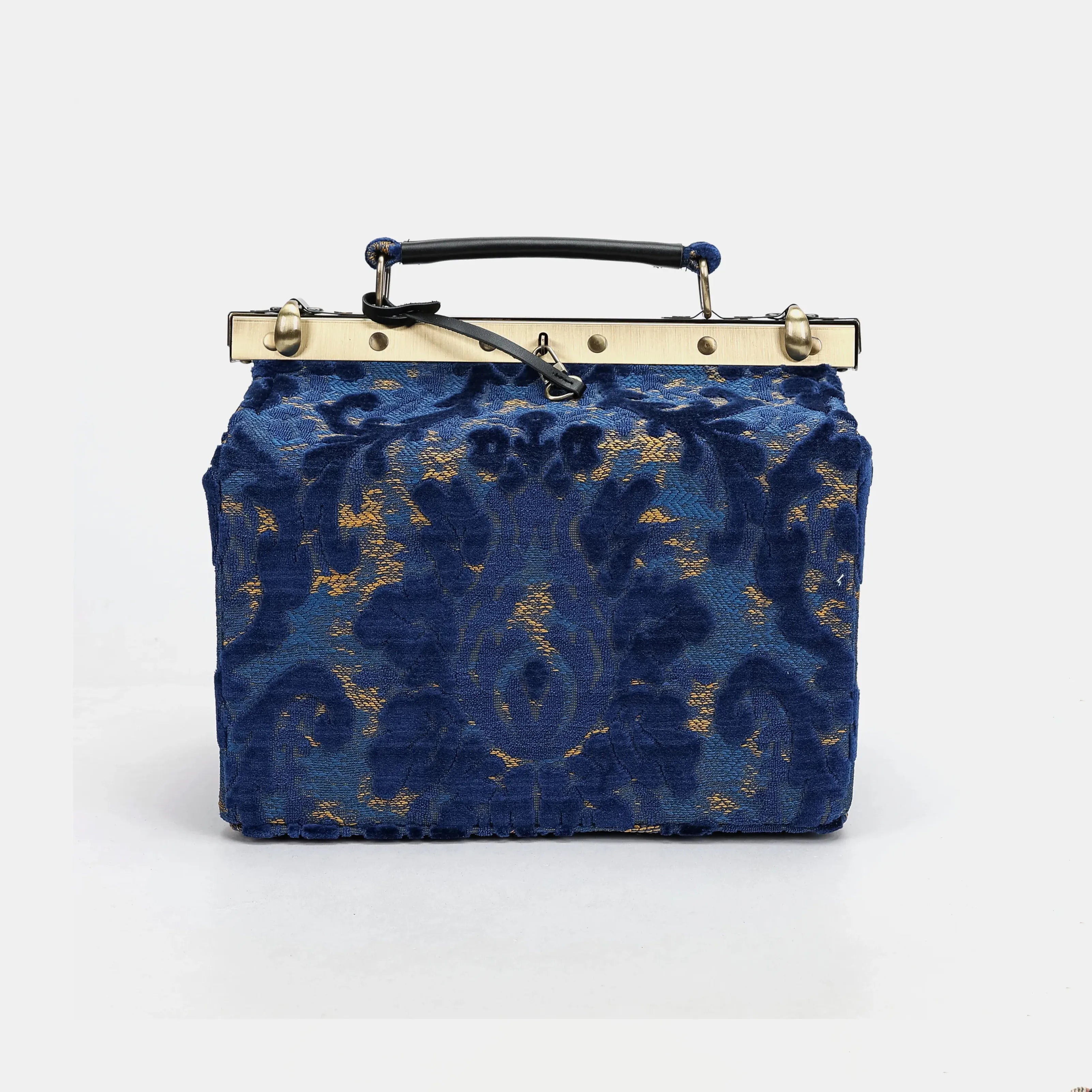 Burnout velvet Navy Vivienne Carpet Purse Gladstone Bag of America main