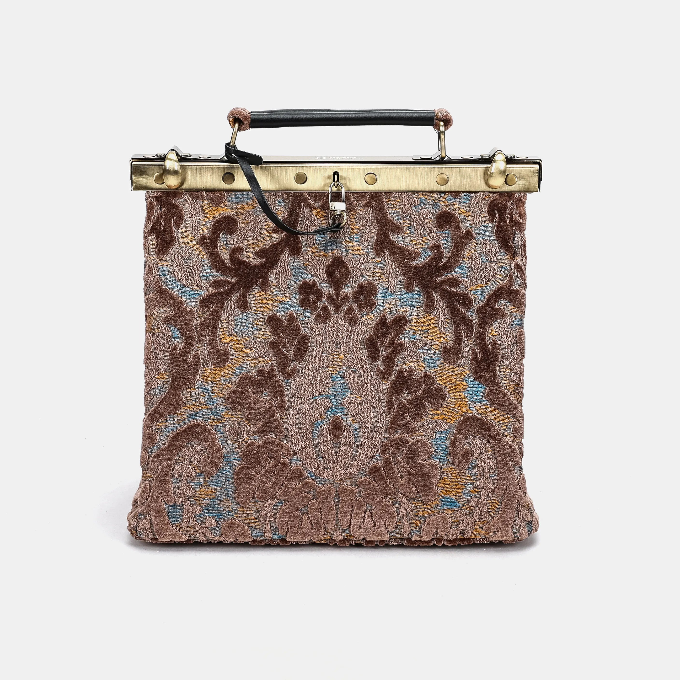 Burnout Velvet Camel Cecile Carpet Purse Gladstone Bag of America main