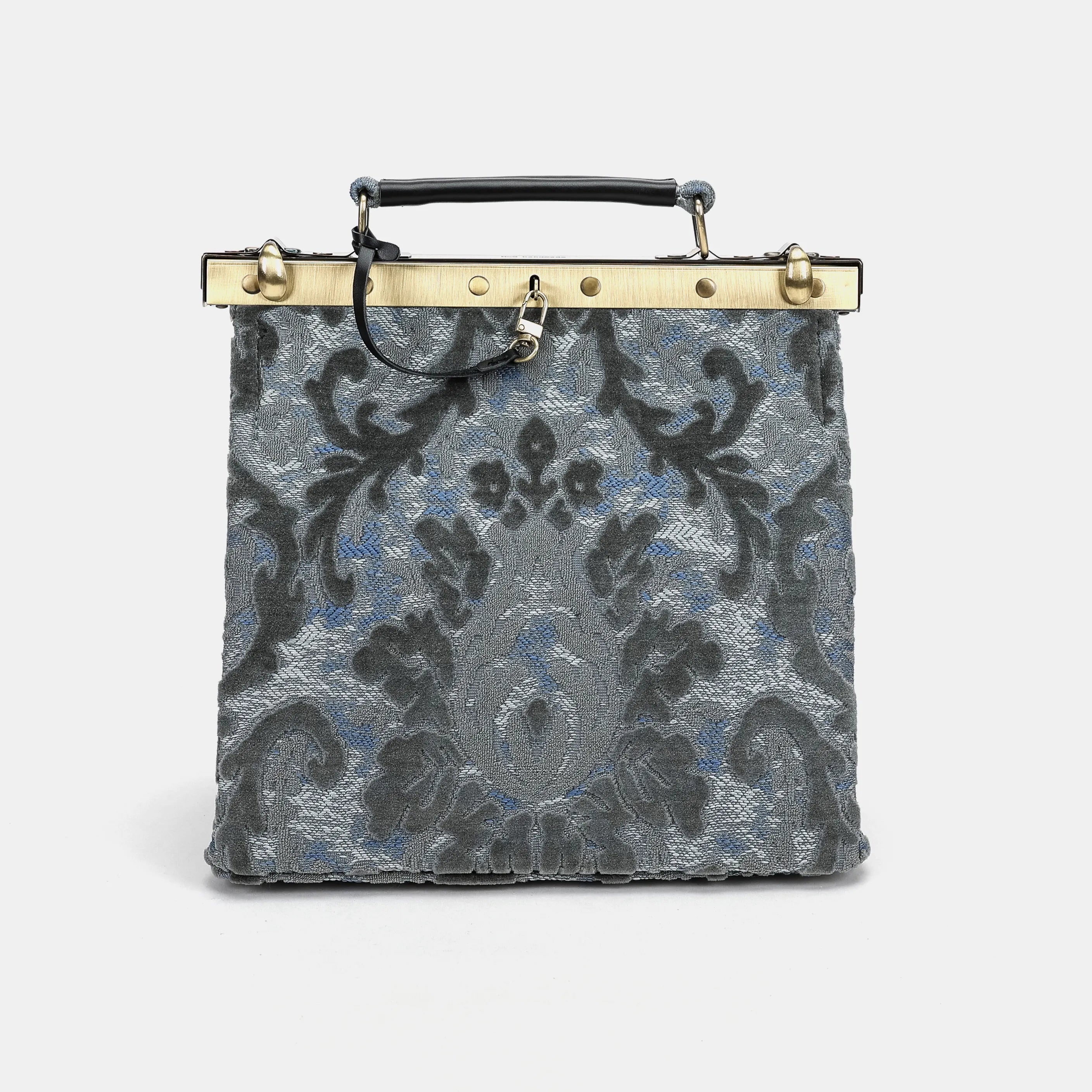 Burnout Velvet Steel Blue Cecile Carpet Purse Gladstone Bag of America main