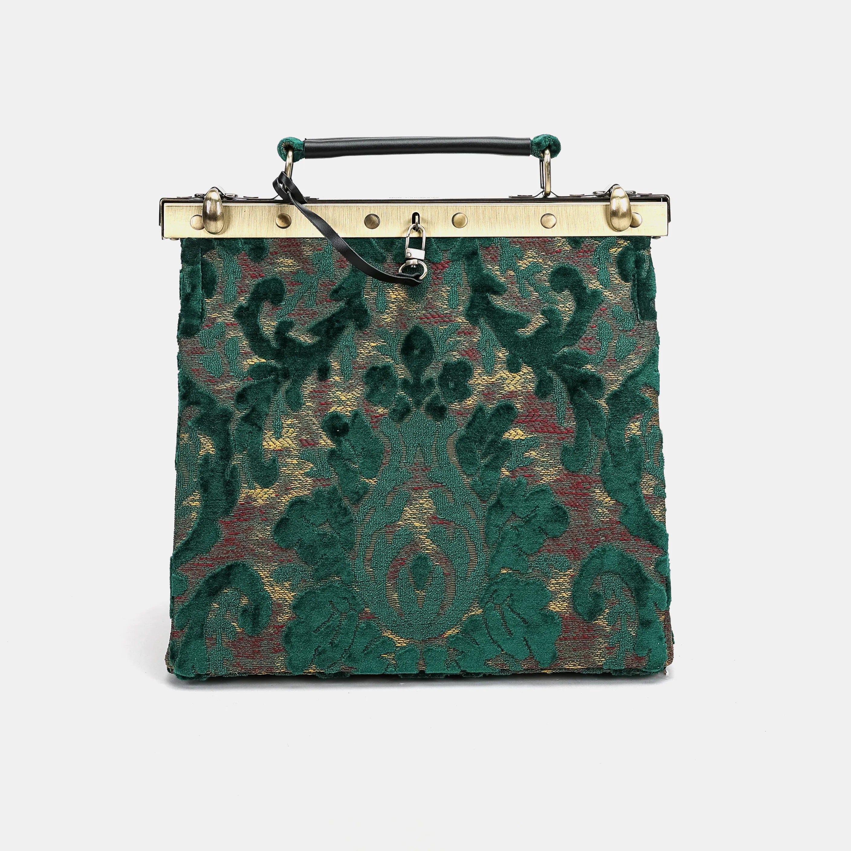 Burnout Velvet Jade Green Cecile Carpet Purse Gladstone Bag of America main