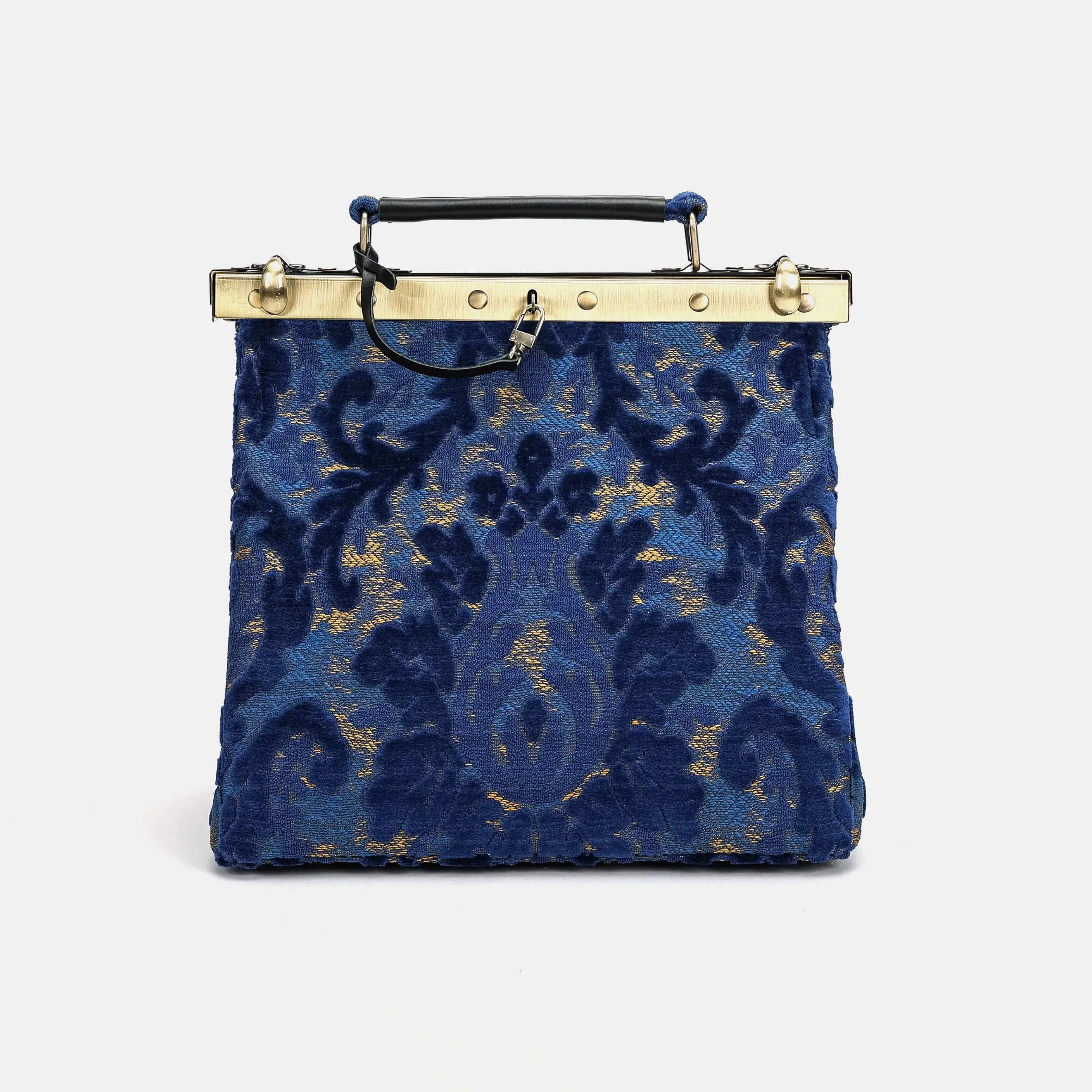 Burnout velvet Navy Cecile Carpet Purse Gladstone Bag of America main