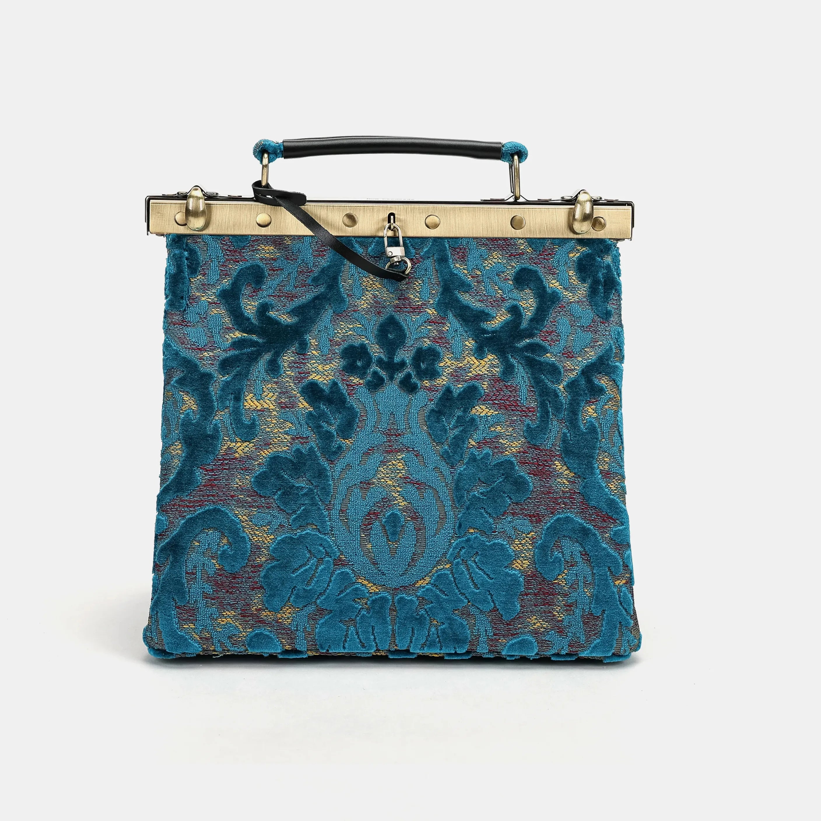 Burnout velvet Aqua Blue Cecile Carpet Purse Gladstone Bag of America main