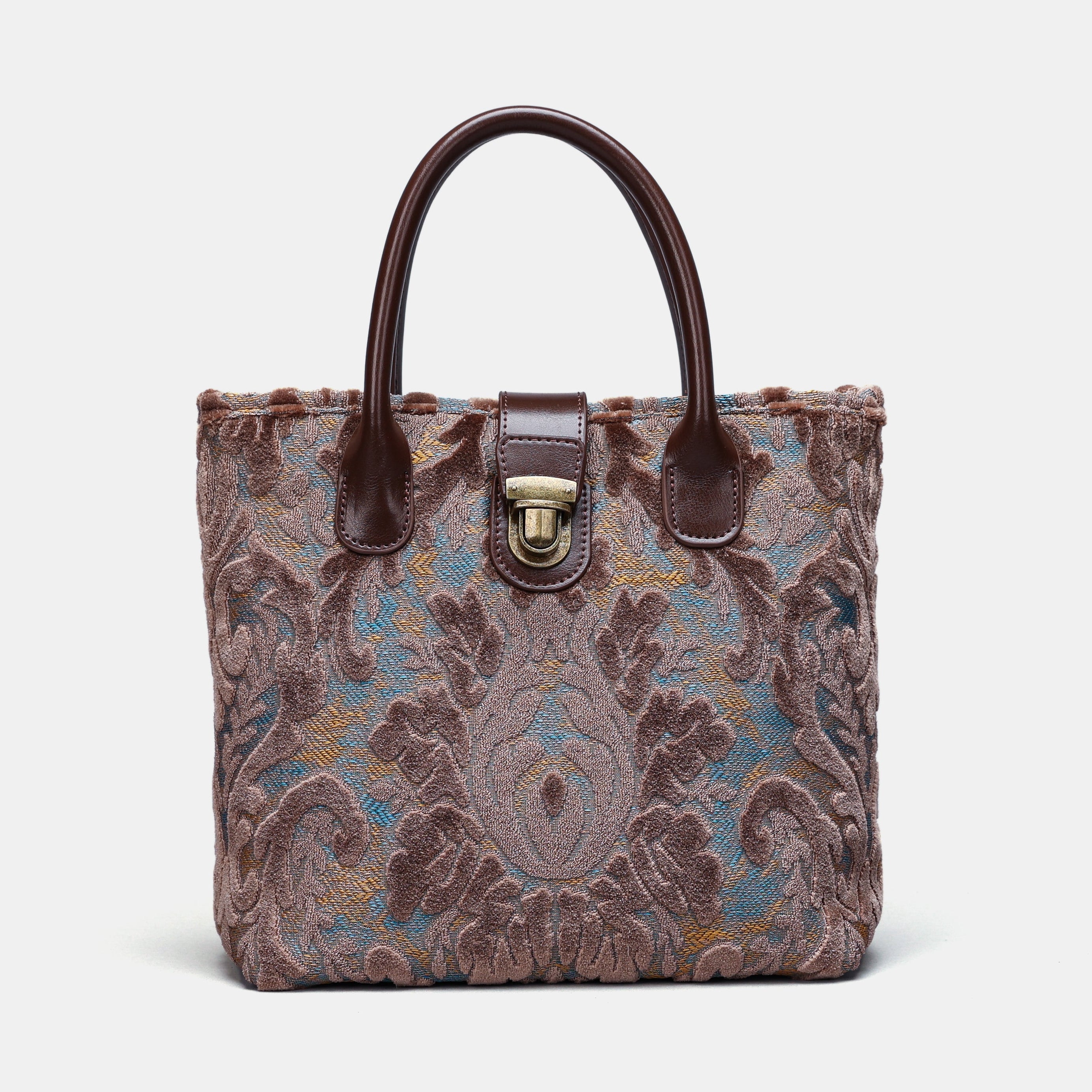 Burnout Velvet Camel Tuck Lock Carpet Satchel carpet bag MCW Handmade