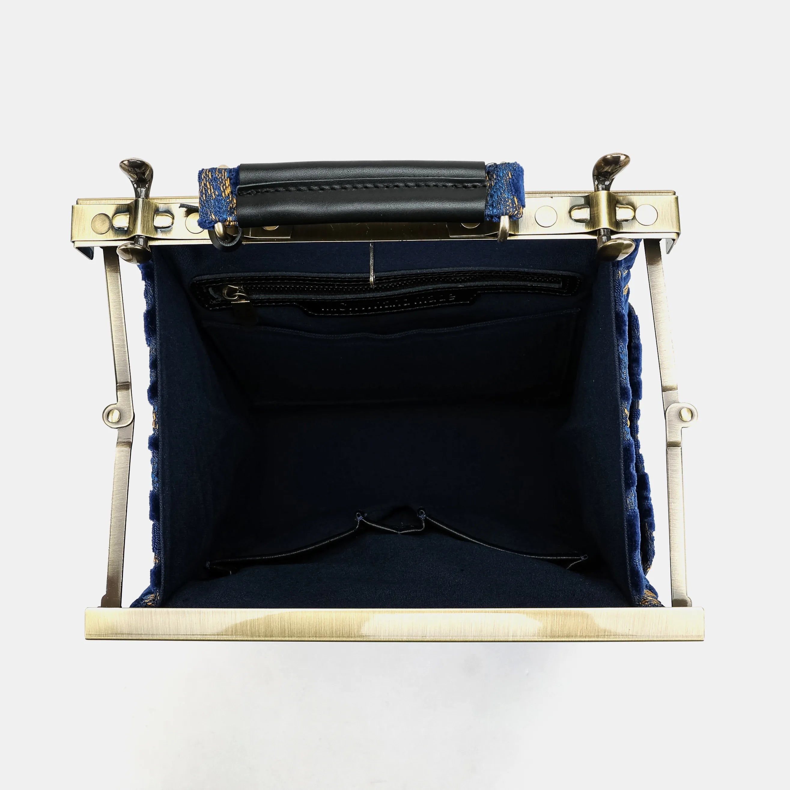 Burnout velvet Navy Helena Carpet Gladstone Backpack of America inside