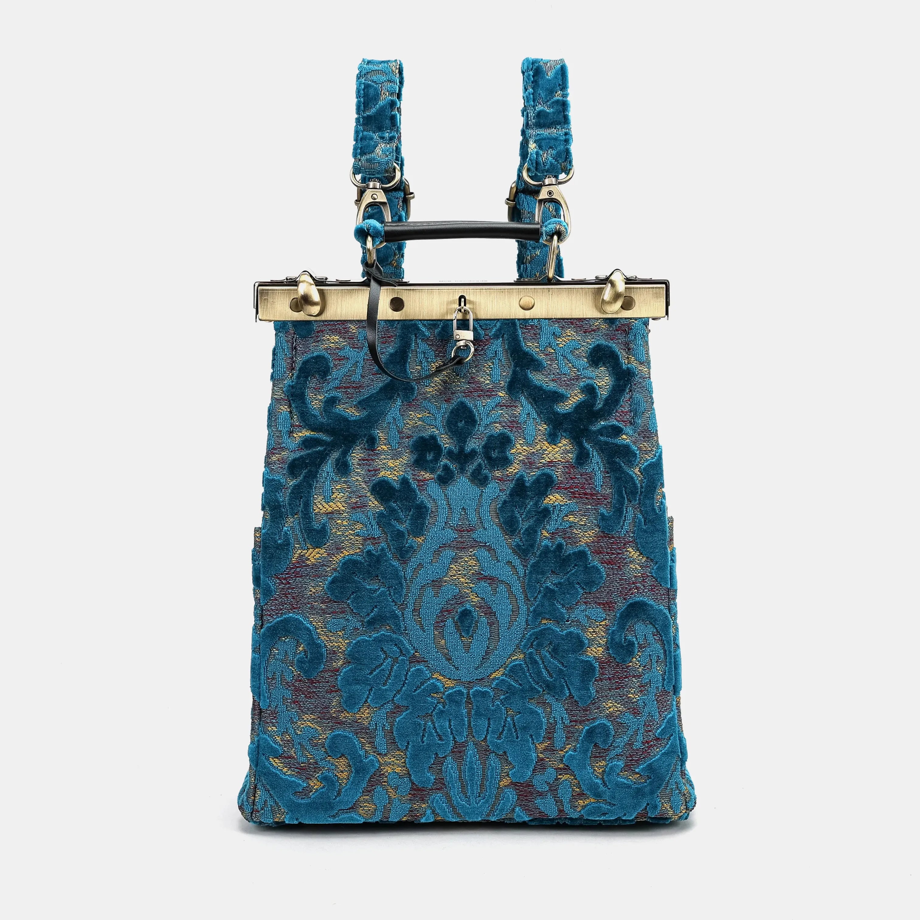 Burnout velvet Aqua Blue Helena Carpet Gladstone Backpack of America main