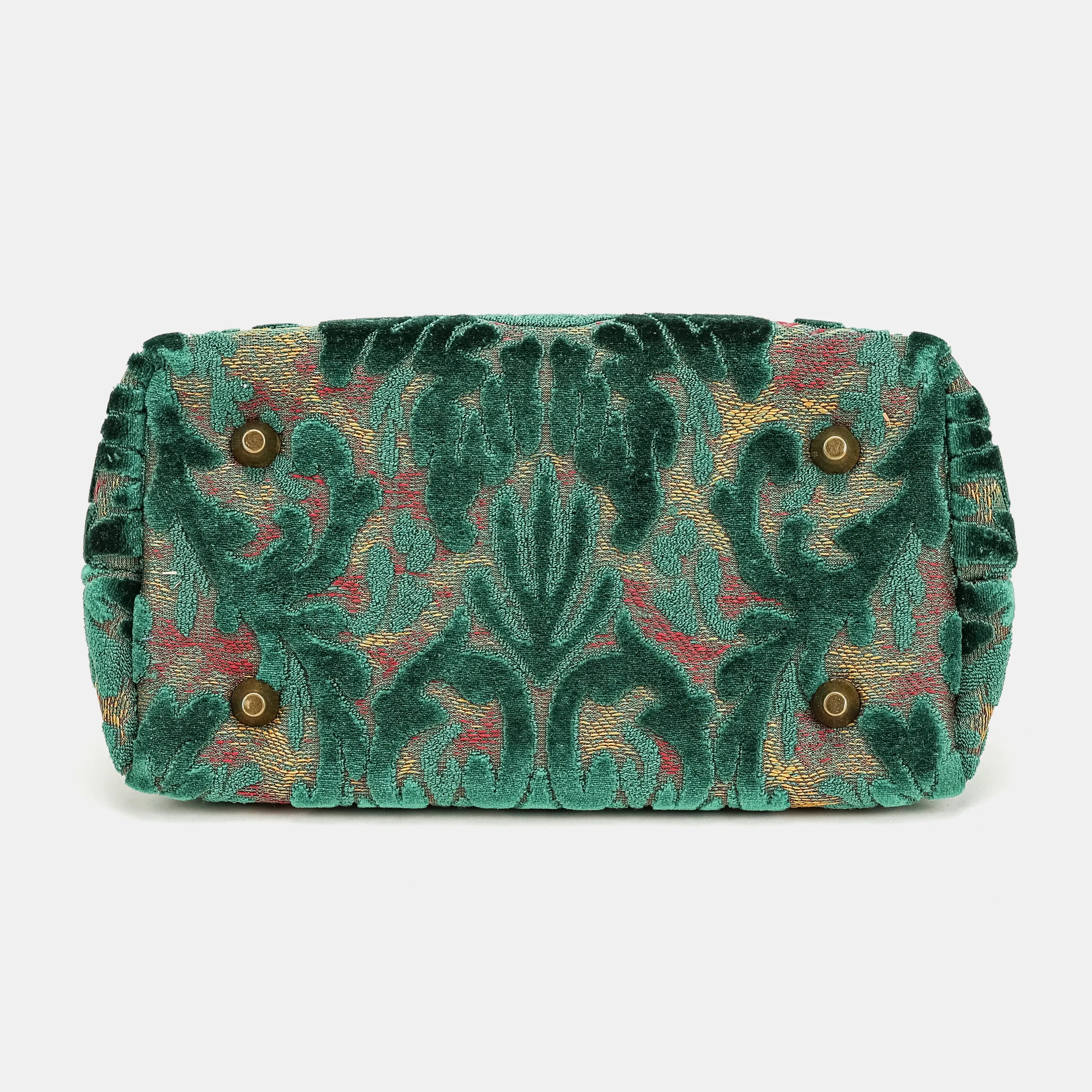 Burnout Velvet Jade Green Tuck Lock Carpet Satchel of America bottom