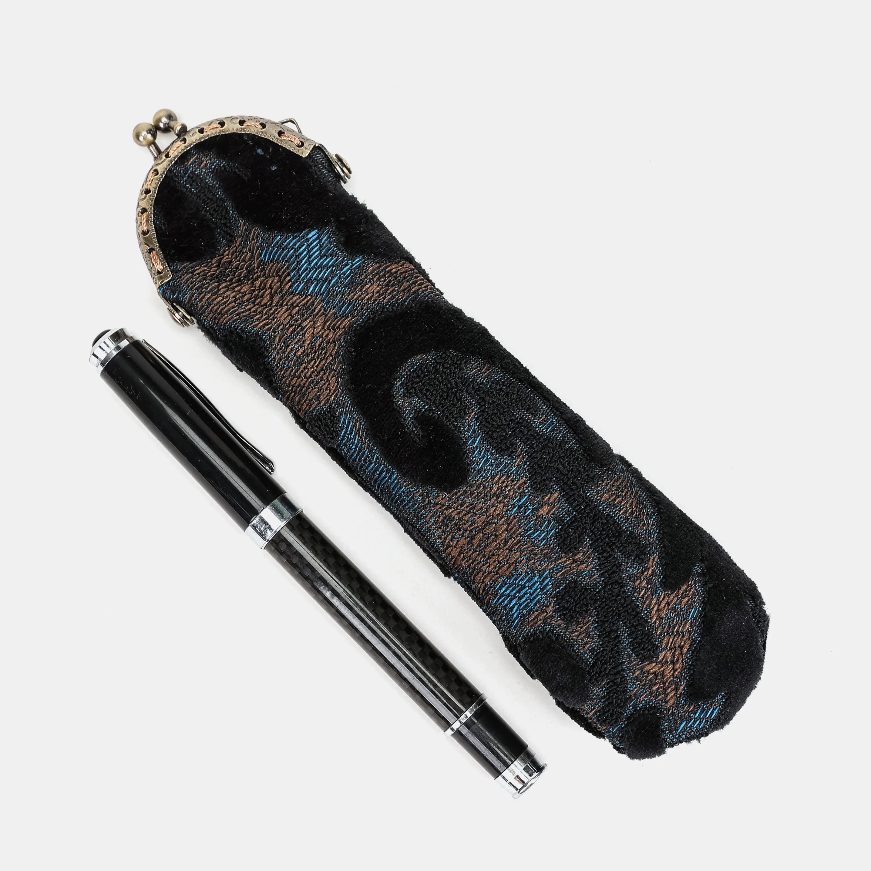 Burnout Velvet Black Solo Pen Case Carpetbag of America overview